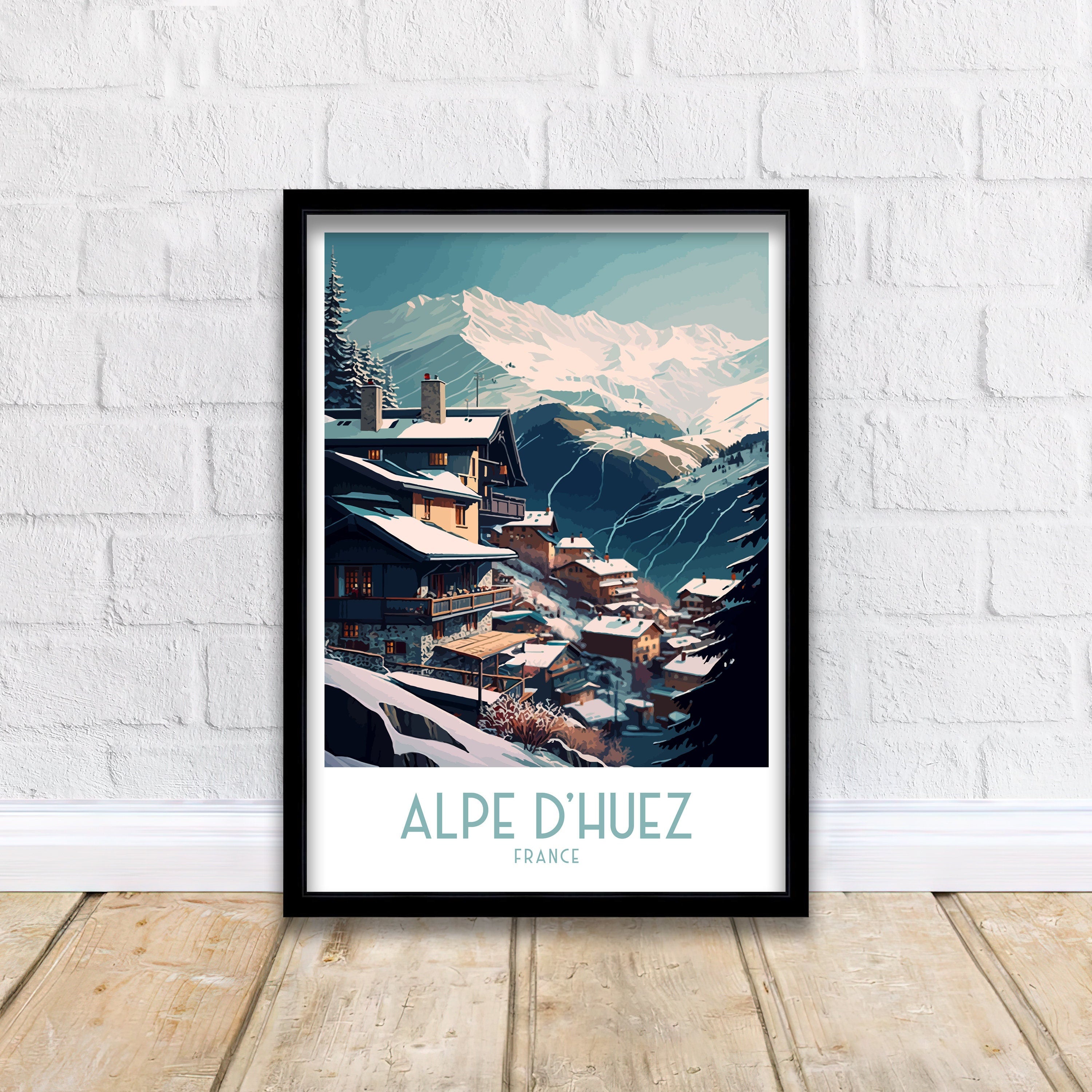 Alpe d'Huez Ski Resort Print | Retro Travel Poster