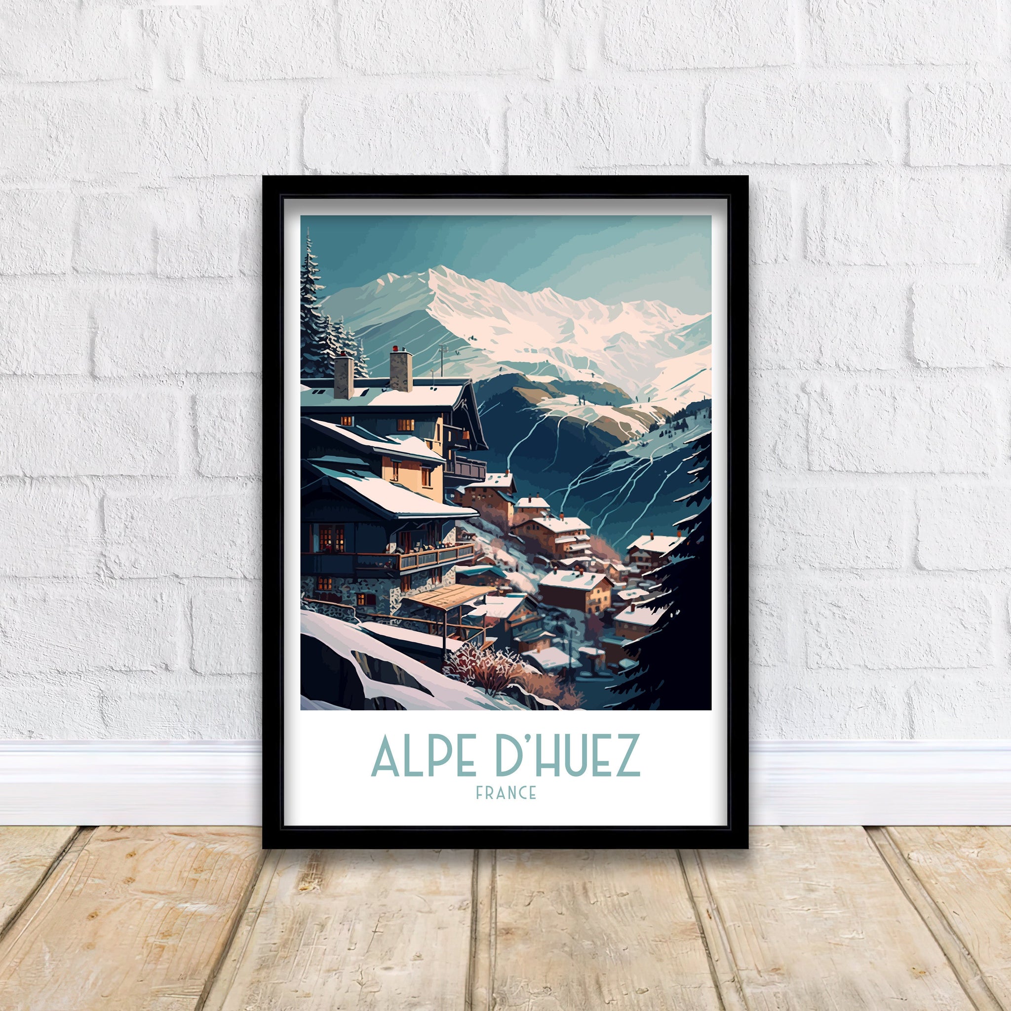 Alpe d'Huez Ski Resort Print | Retro Travel Poster
