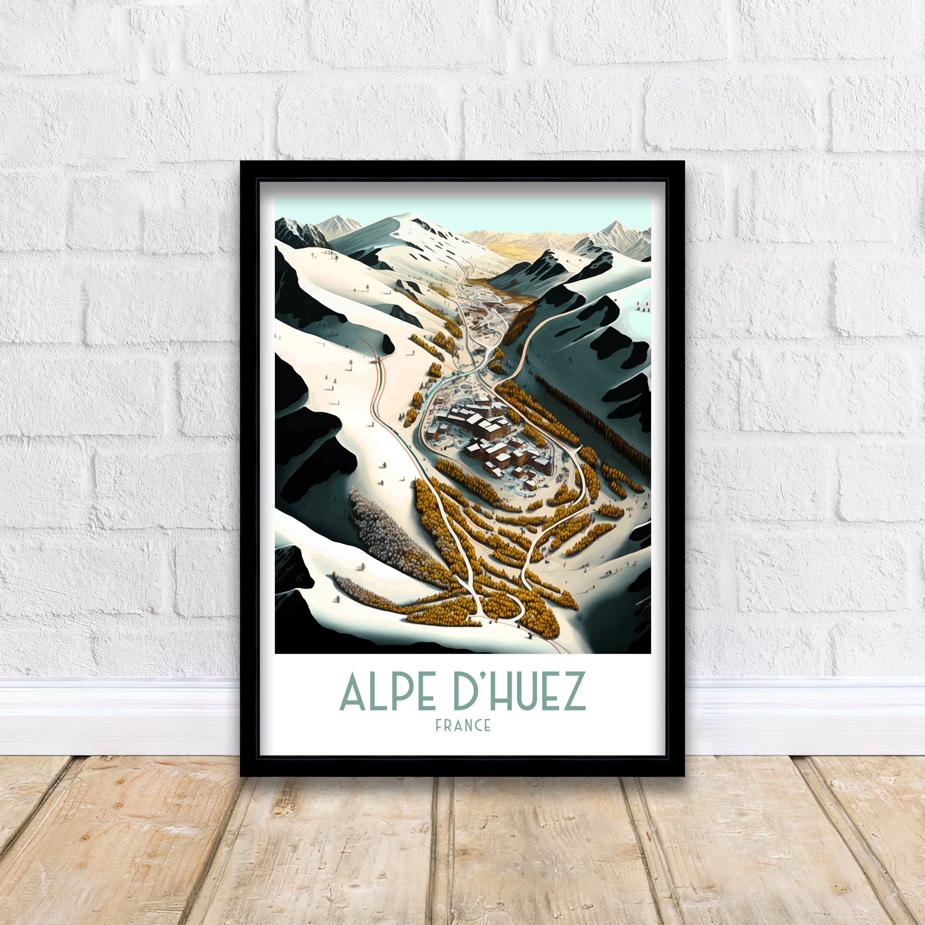 Alpe d'Huez Ski Resort Poster | Retro Travel Print