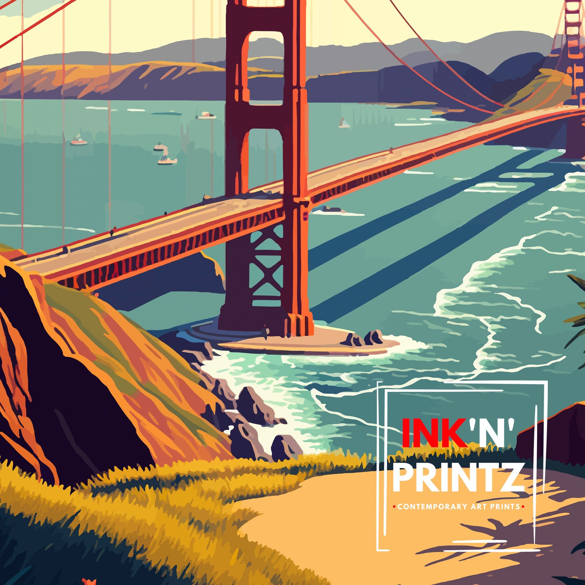 Golden Gate Bridge Art Print | San Francisco Travel Poster