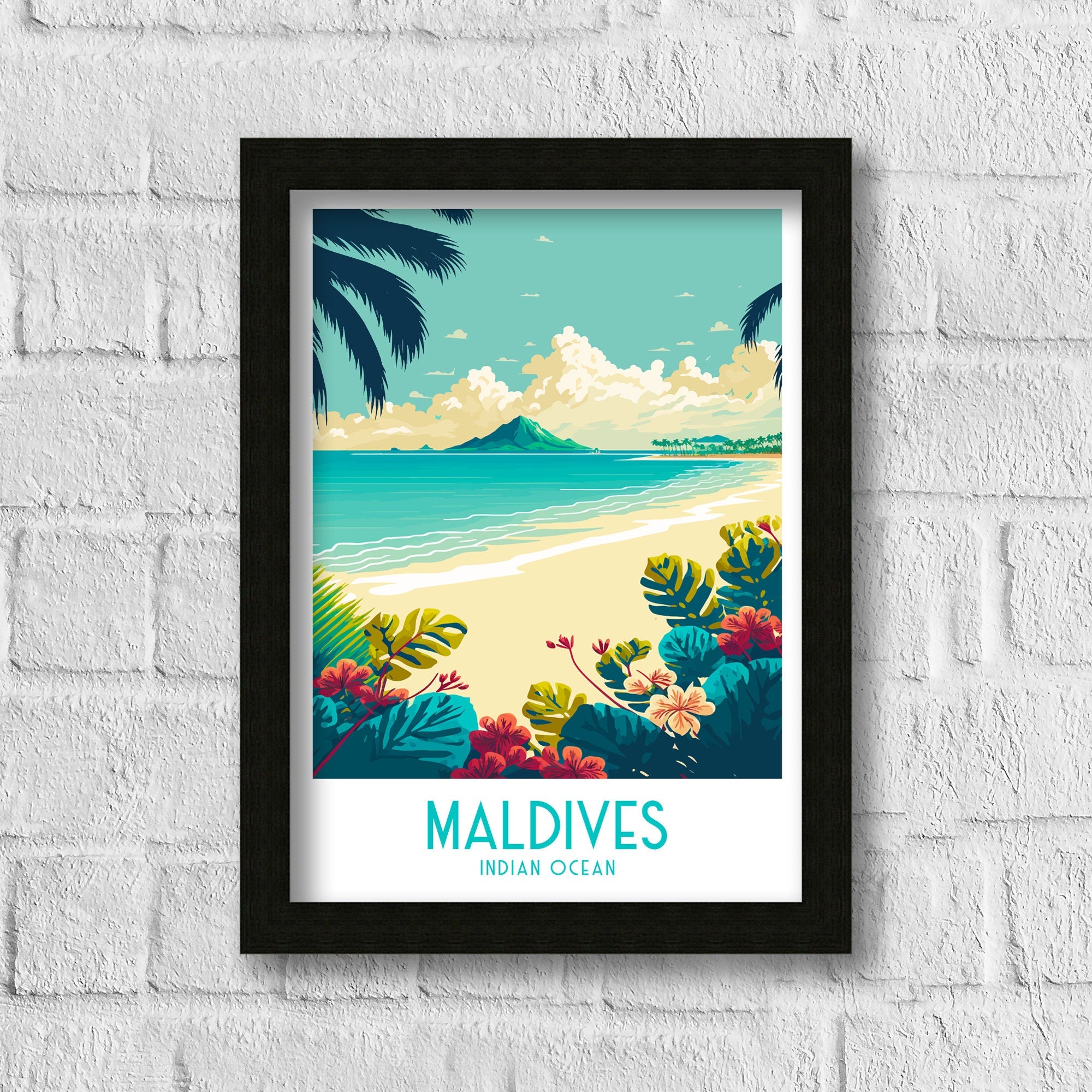 Maldives Travel Poster | Tropical Beach Art Print