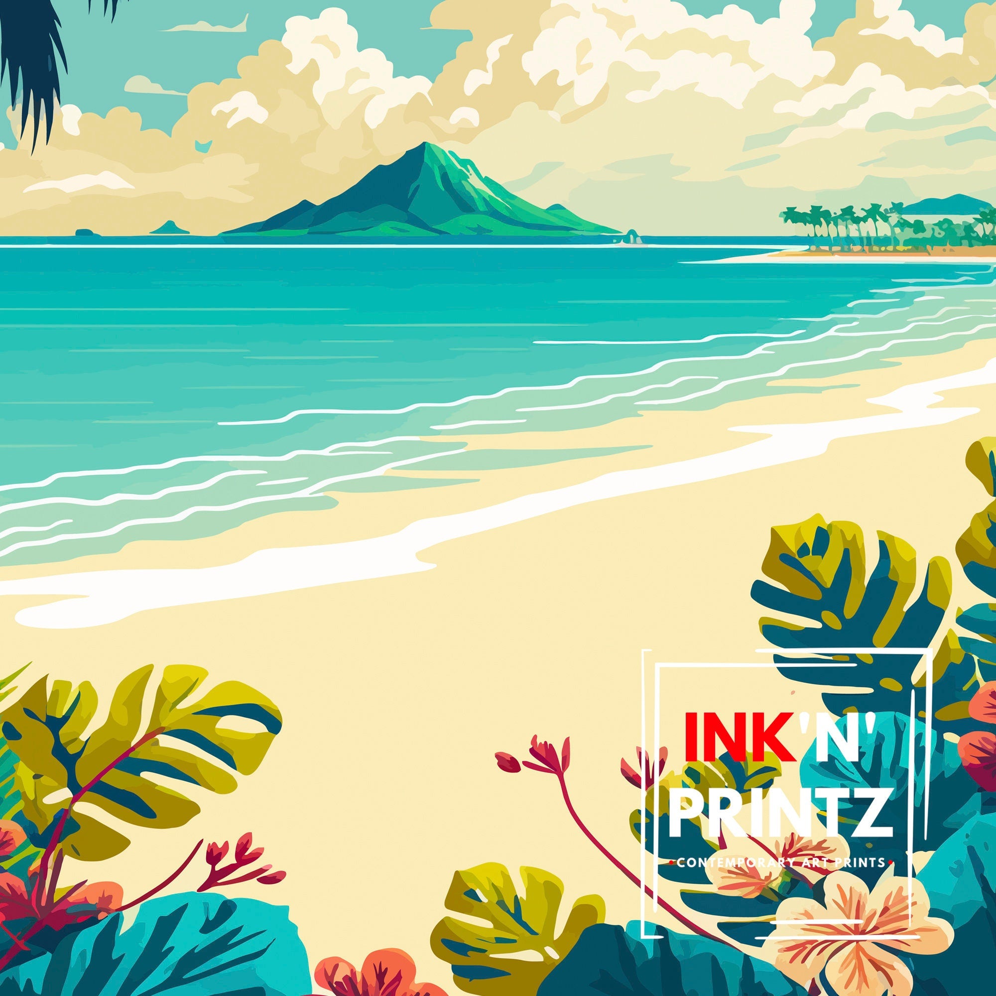 Maldives Travel Poster | Tropical Beach Art Print