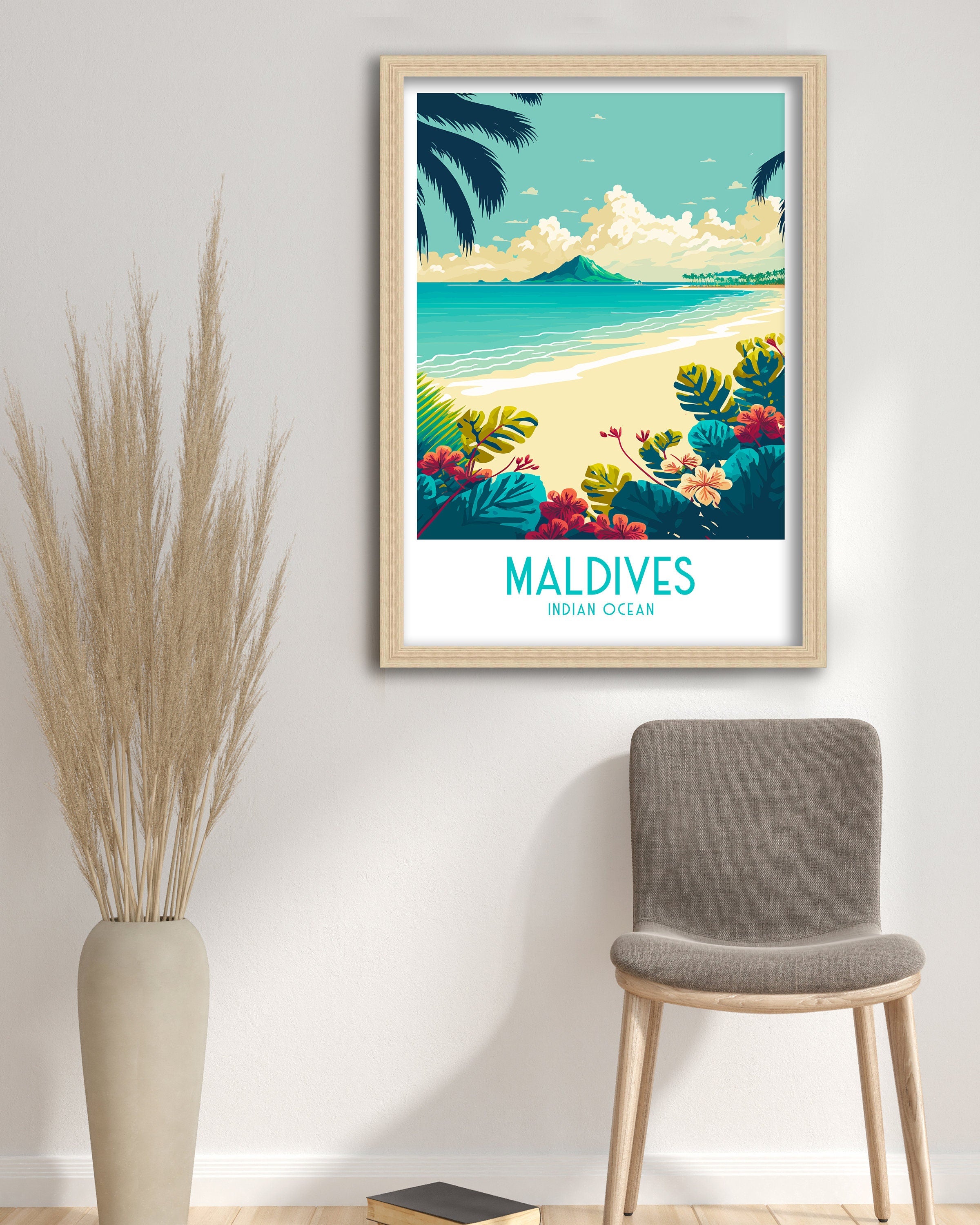 Maldives Travel Poster | Tropical Beach Art Print