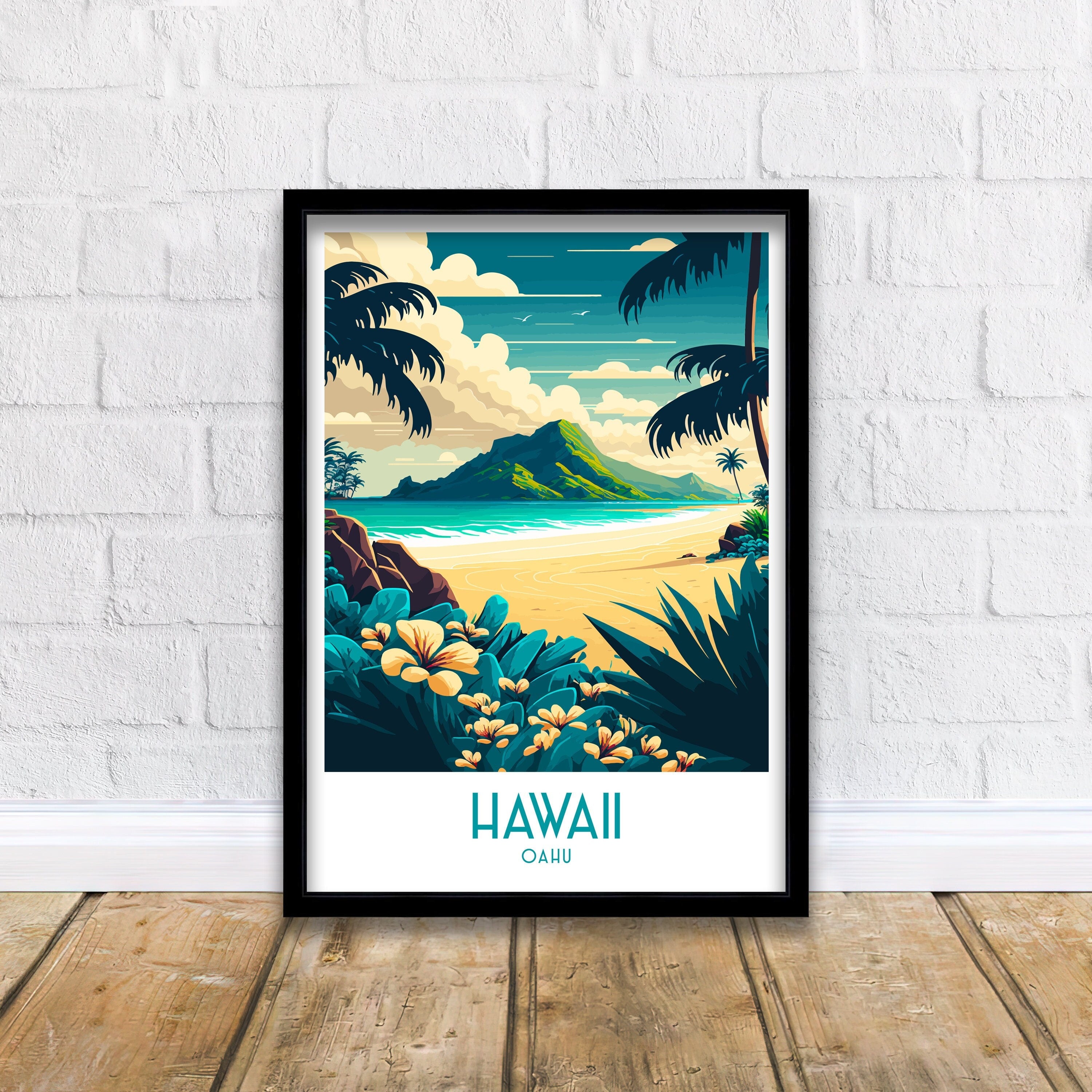 Hawaii Travel Poster | Tropical Beach Art Print