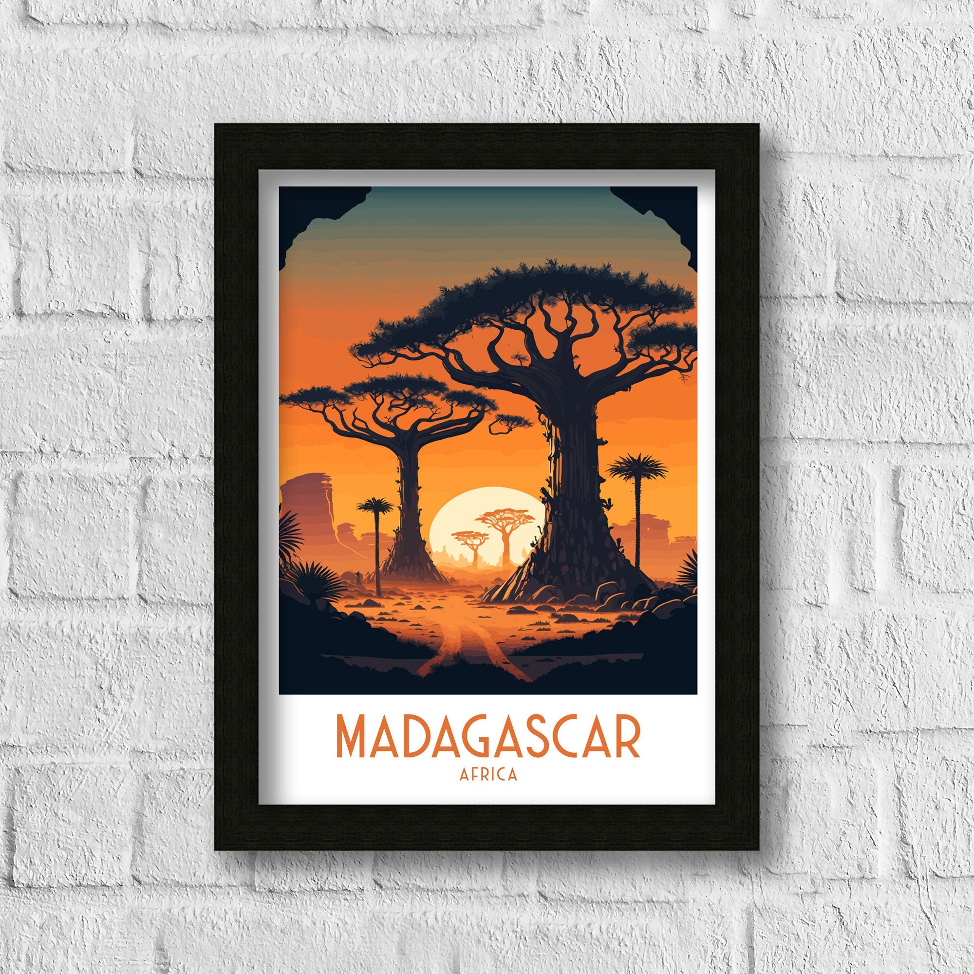 Madagascar Travel Poster | Baobab Trees Art Print