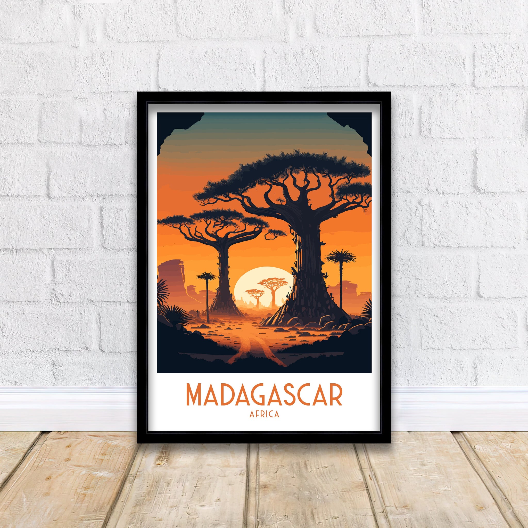 Madagascar Travel Poster | Baobab Trees Art Print
