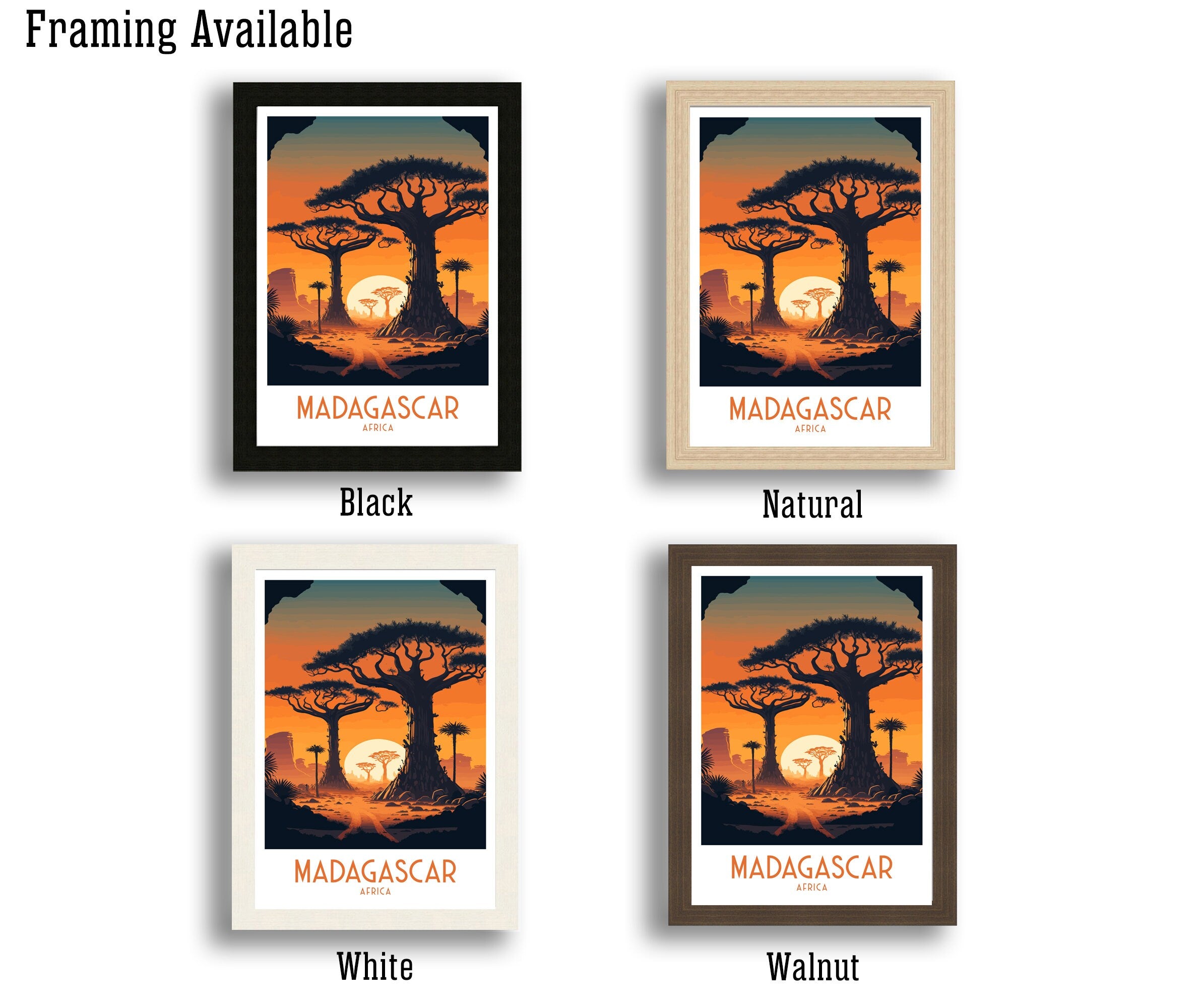 Madagascar Travel Poster | Baobab Trees Art Print