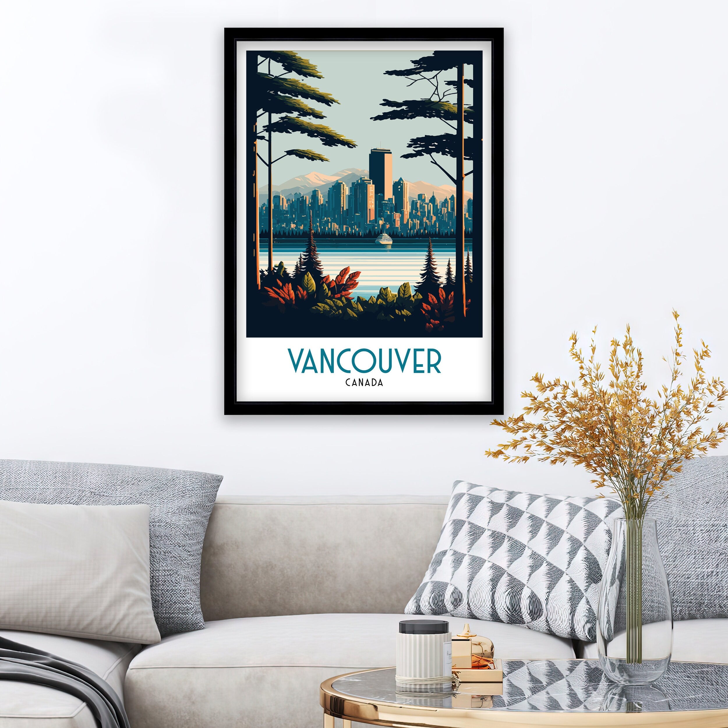 Vancouver Skyline Travel Poster | Pacific Northwest Art Print