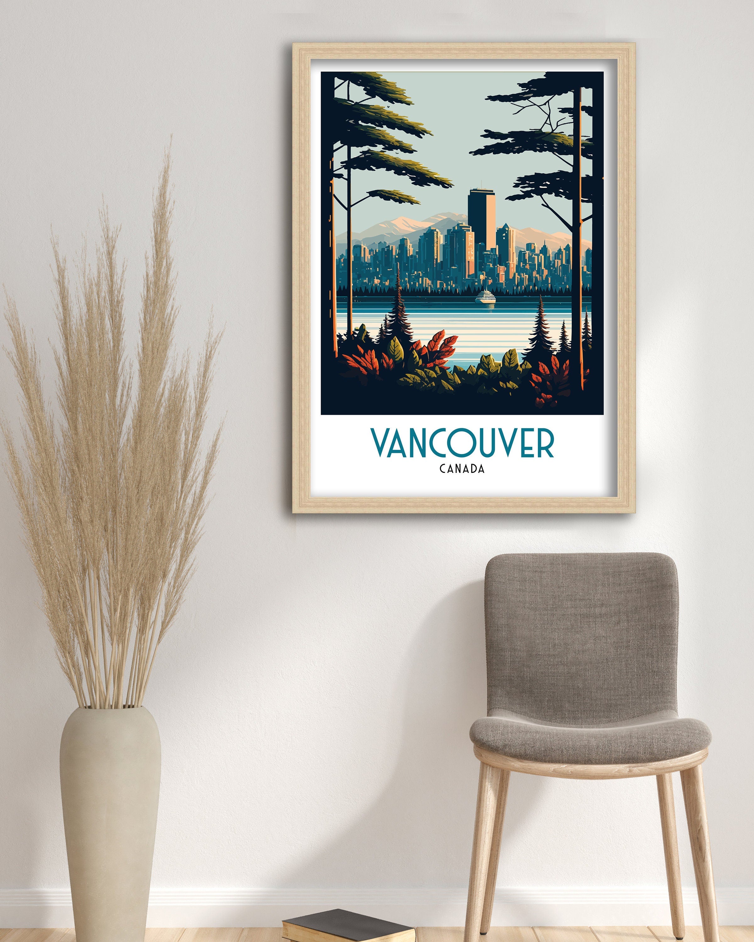 Vancouver Skyline Travel Poster | Pacific Northwest Art Print