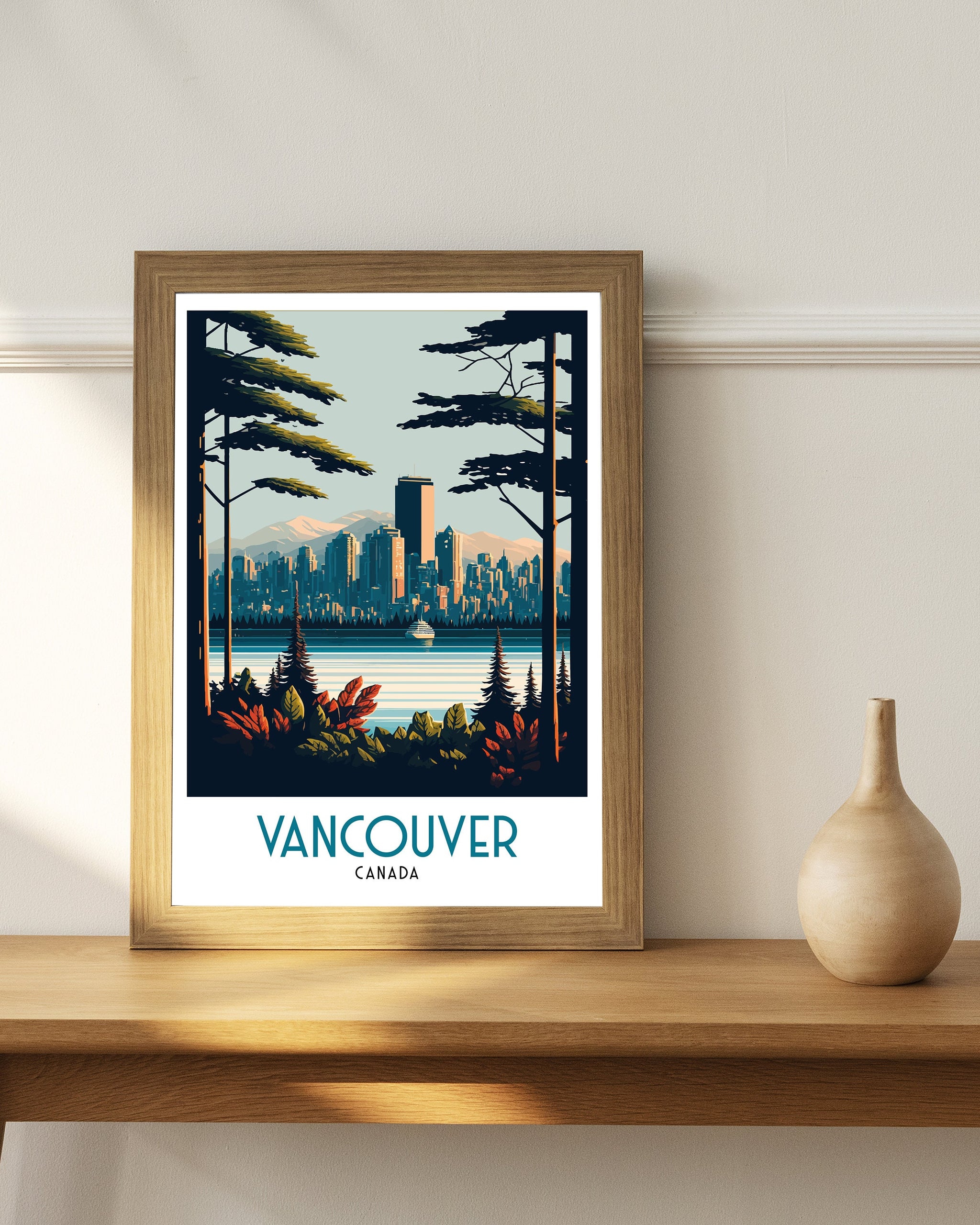 Vancouver Skyline Travel Poster | Pacific Northwest Art Print