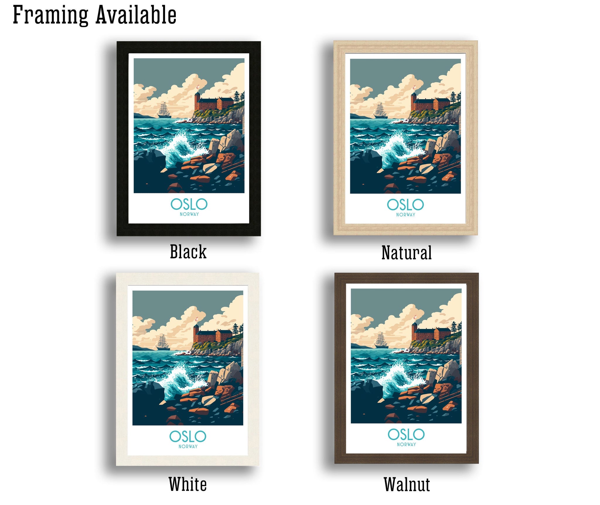 Oslo Norway Travel Poster | Nordic City Wall Art