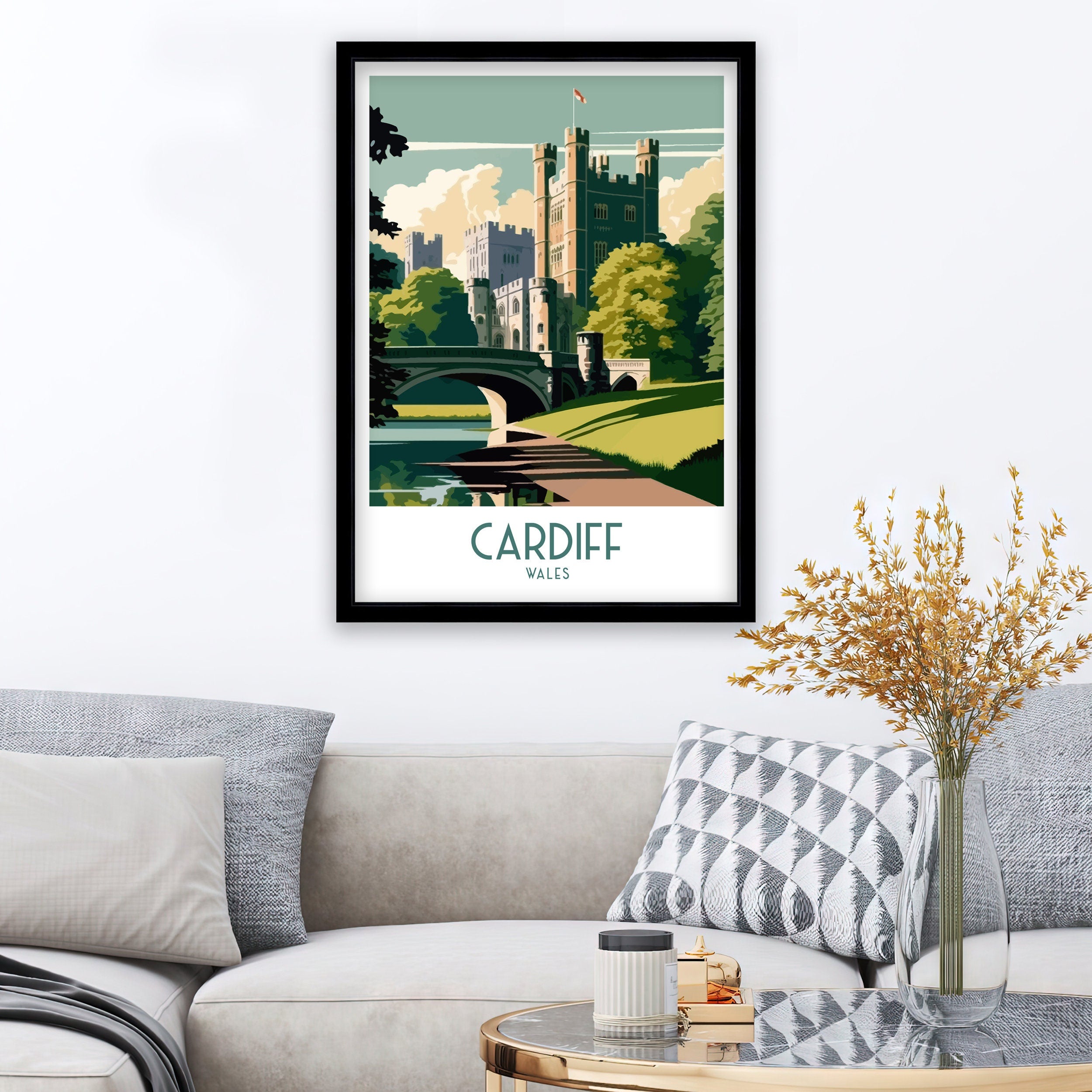 Cardiff Castle Travel Print | Wales Architecture Poster