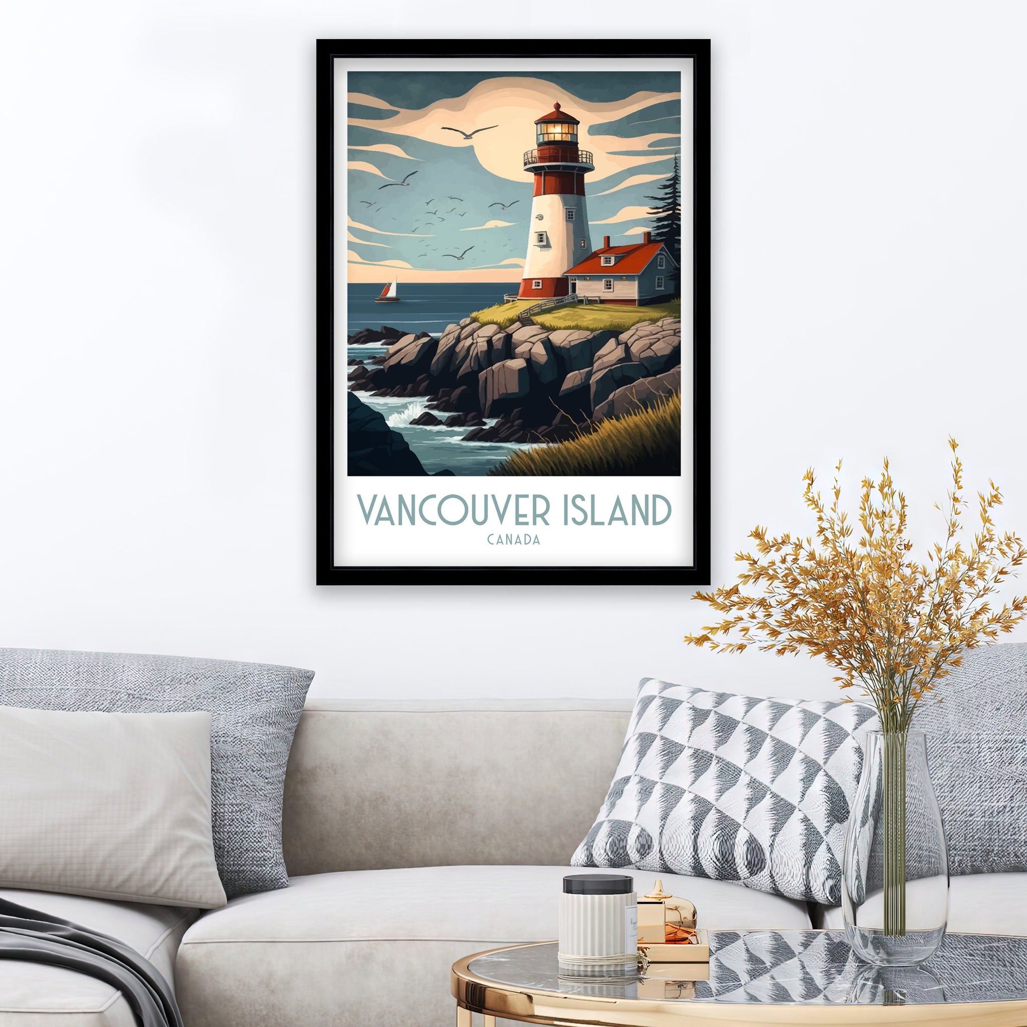 Vancouver Island Lighthouse Art Print | Coastal Travel Poster