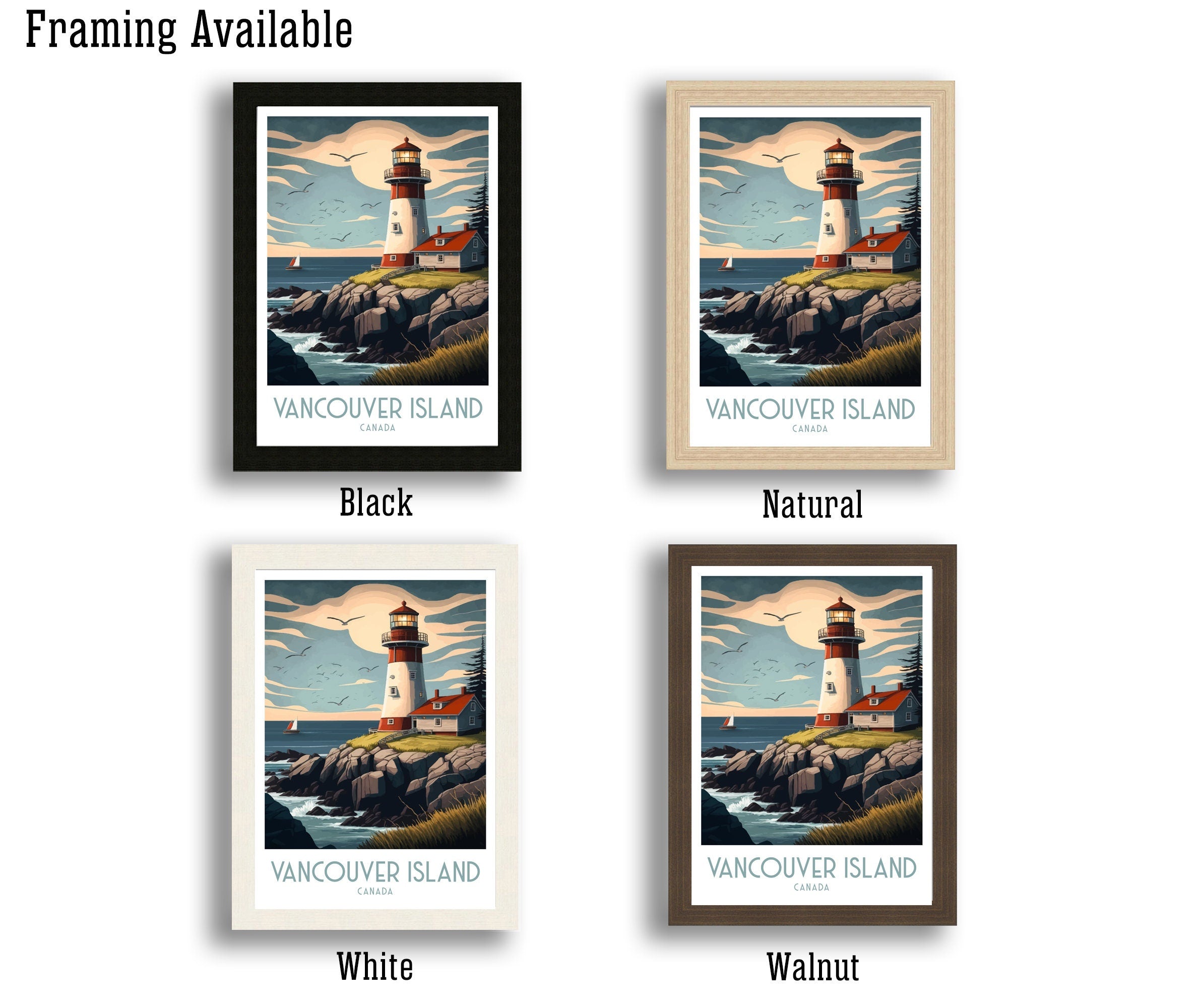 Vancouver Island Lighthouse Art Print | Coastal Travel Poster