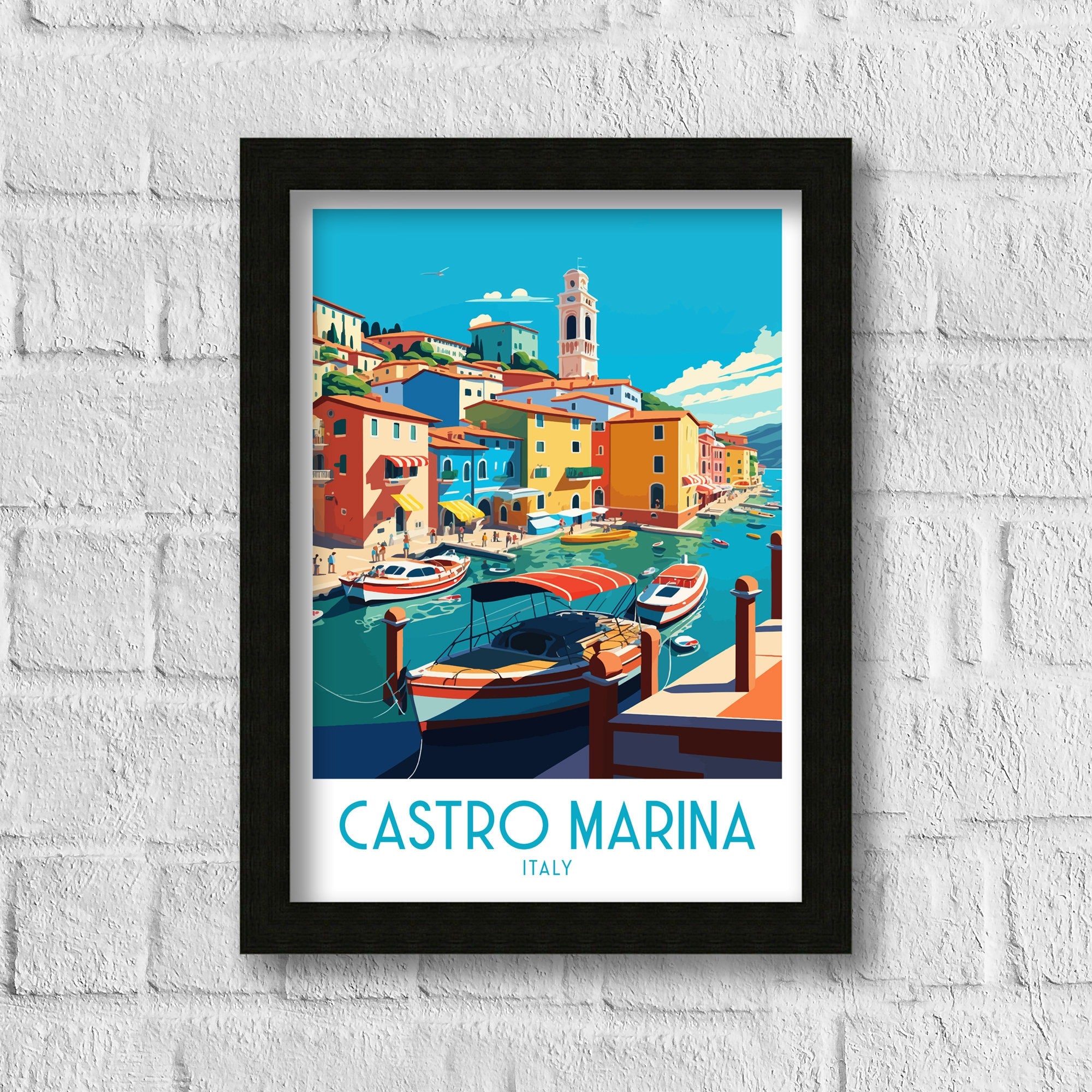 Castro Marina Italy Travel Poster | Coastal Art Print