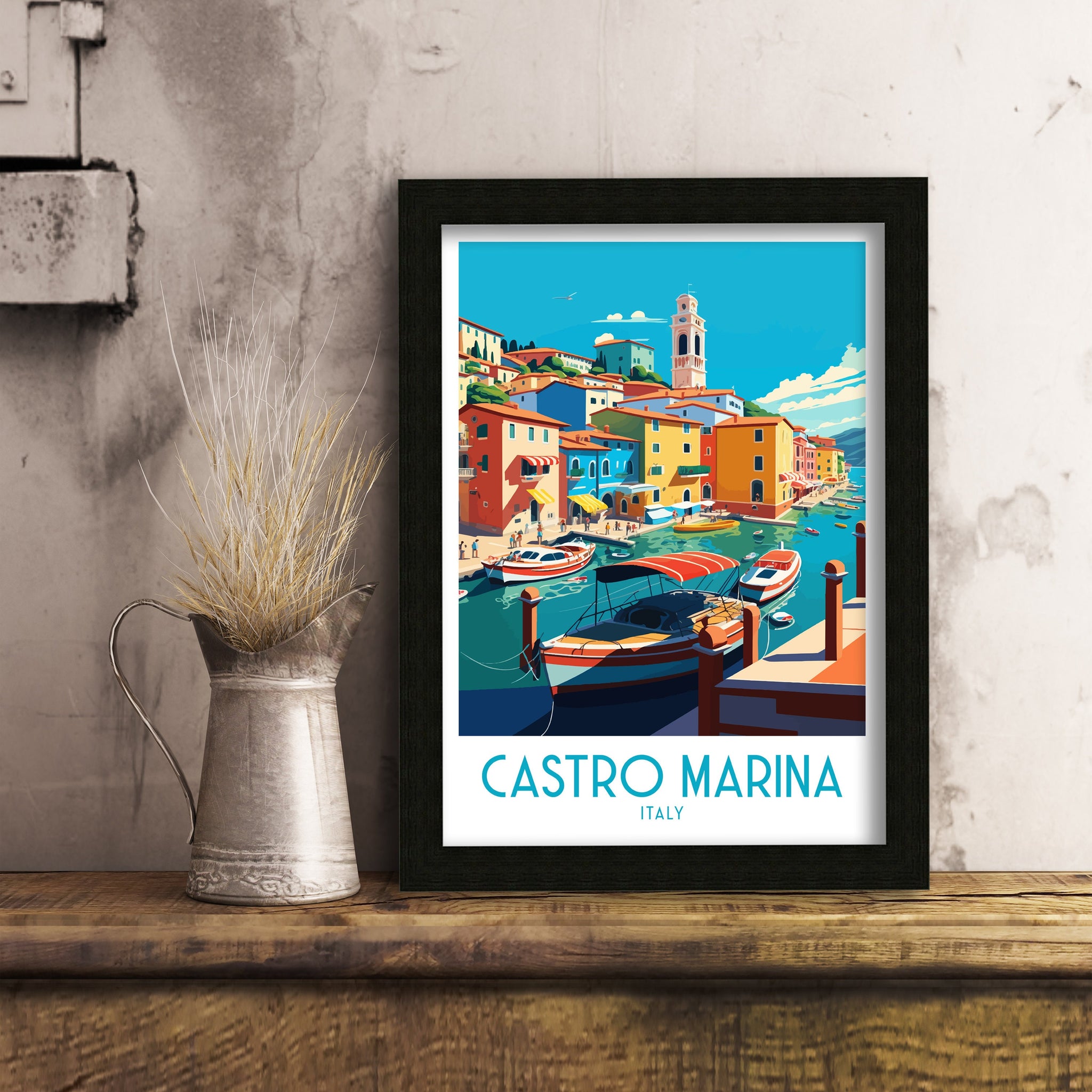 Castro Marina Italy Travel Poster | Coastal Art Print