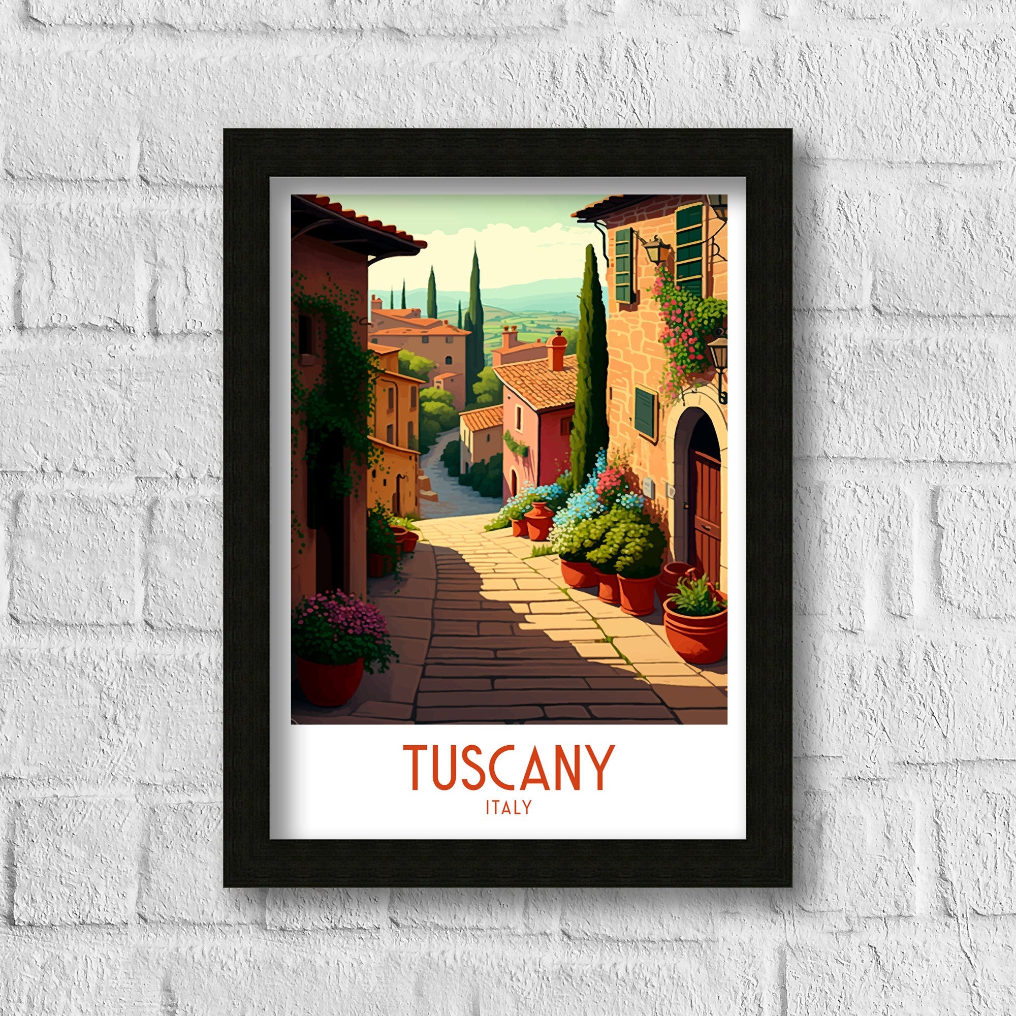 Tuscany Travel Poster | Italian Village Art Print