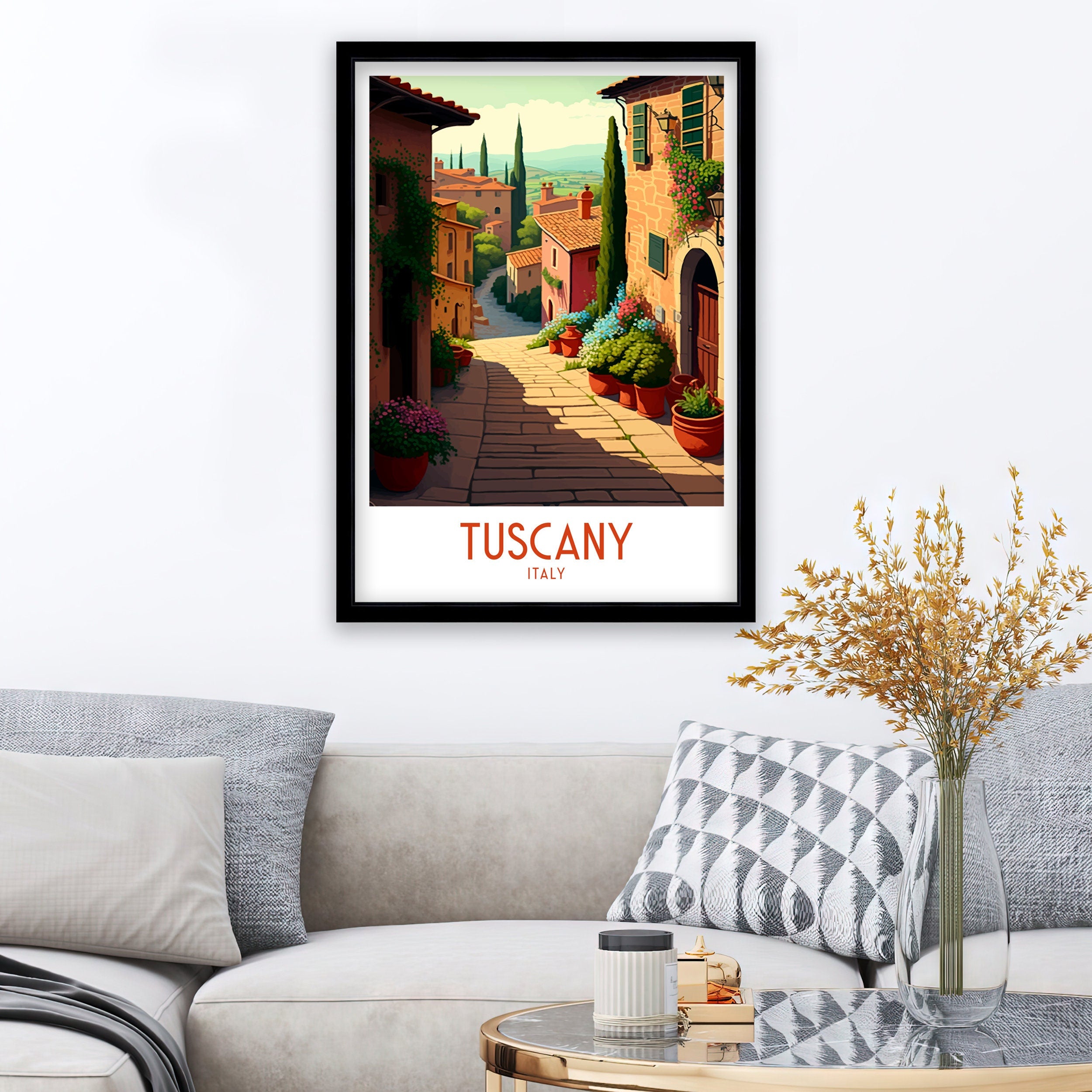 Tuscany Travel Poster | Italian Village Art Print
