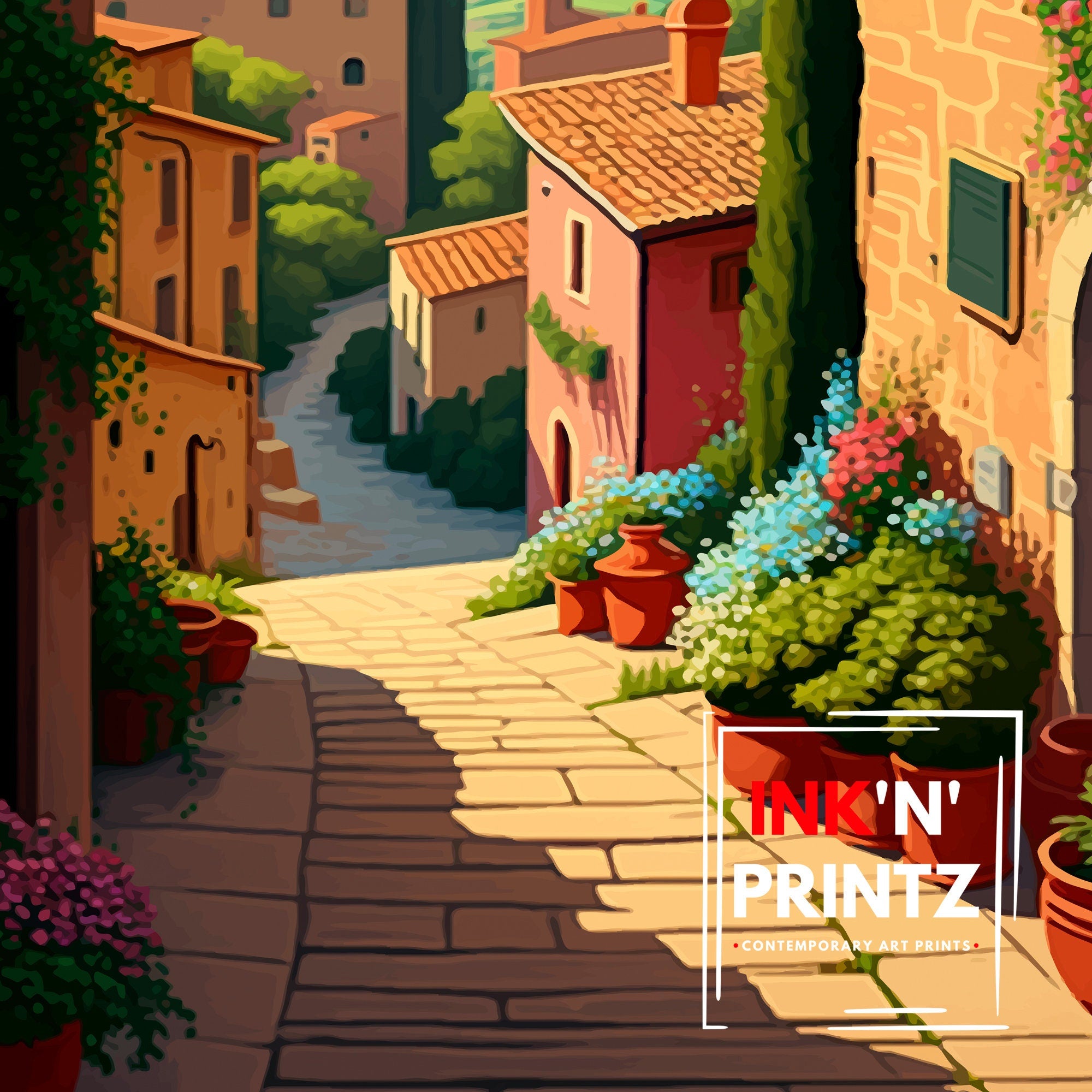 Tuscany Travel Poster | Italian Village Art Print