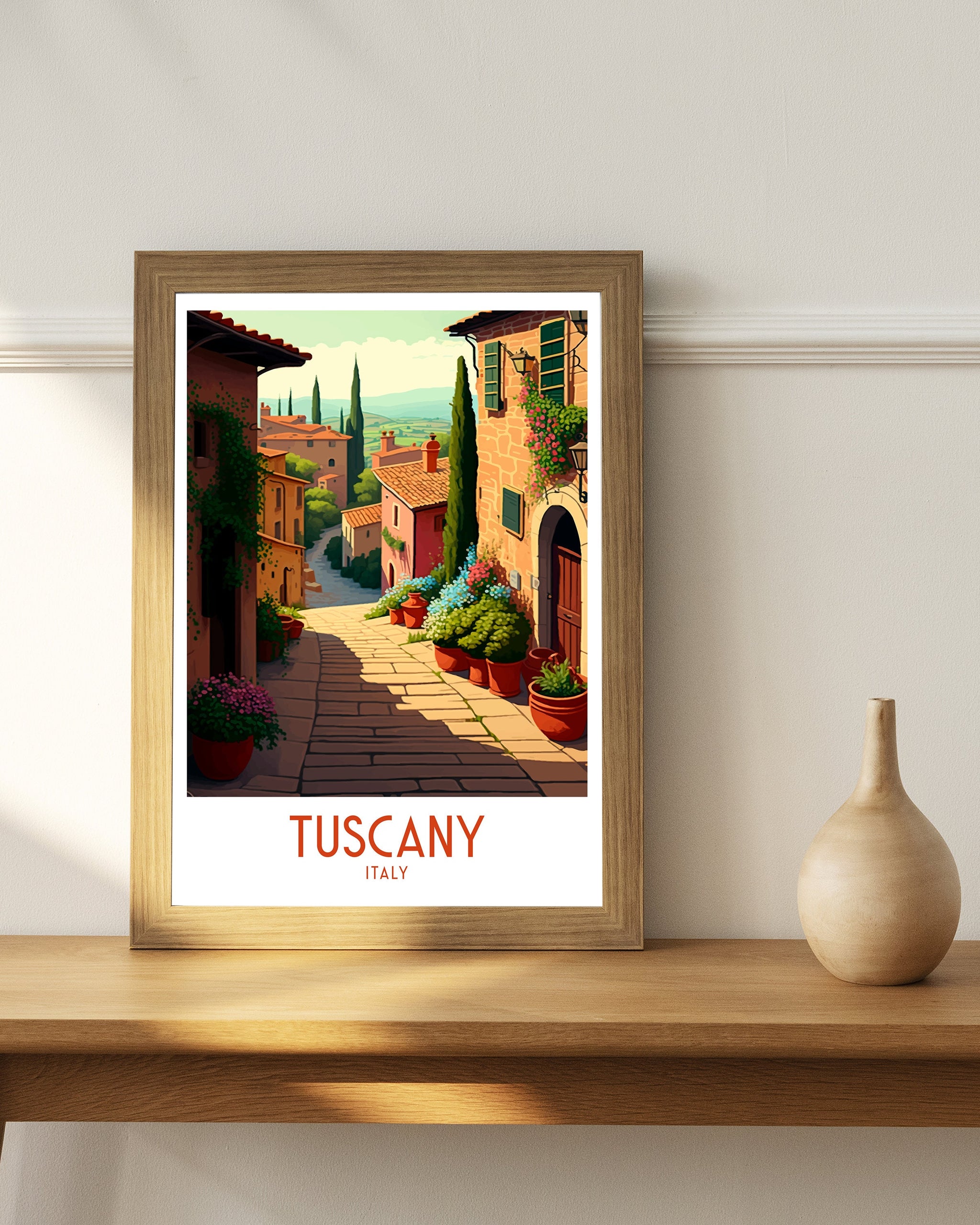 Tuscany Travel Poster | Italian Village Art Print