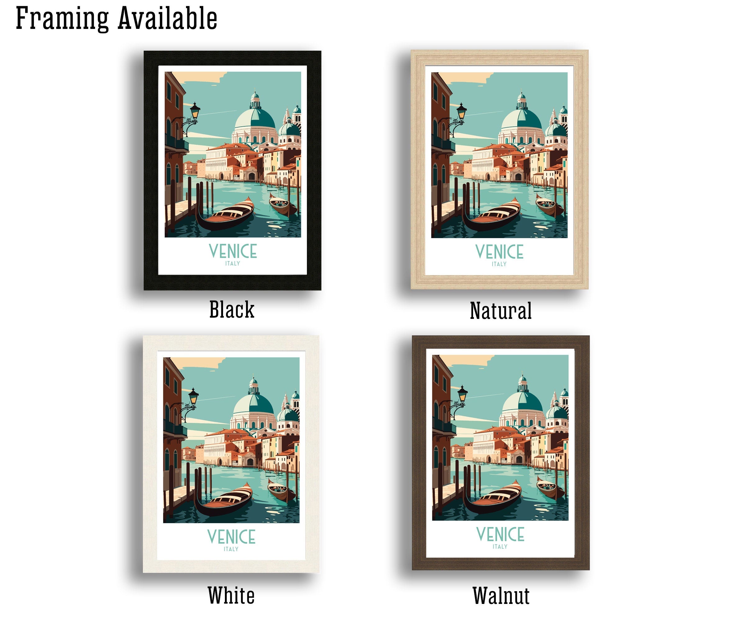 Venice Italy Travel Poster, Canal City Print