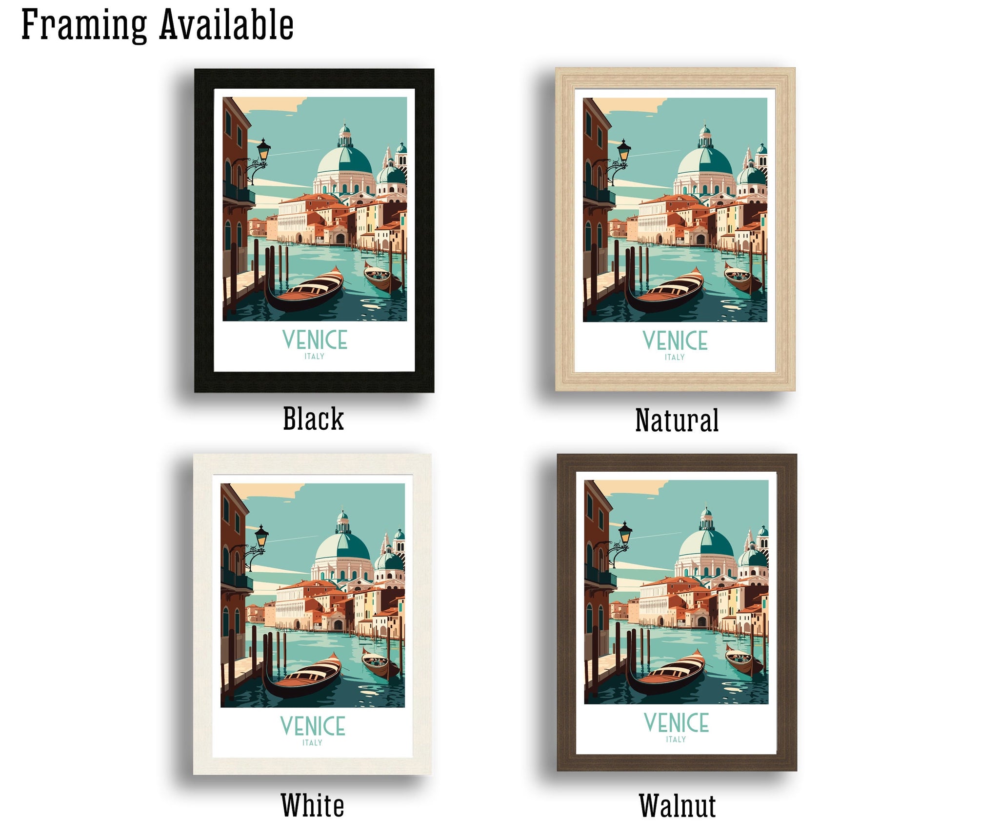 Venice Italy Travel Poster, Canal City Print