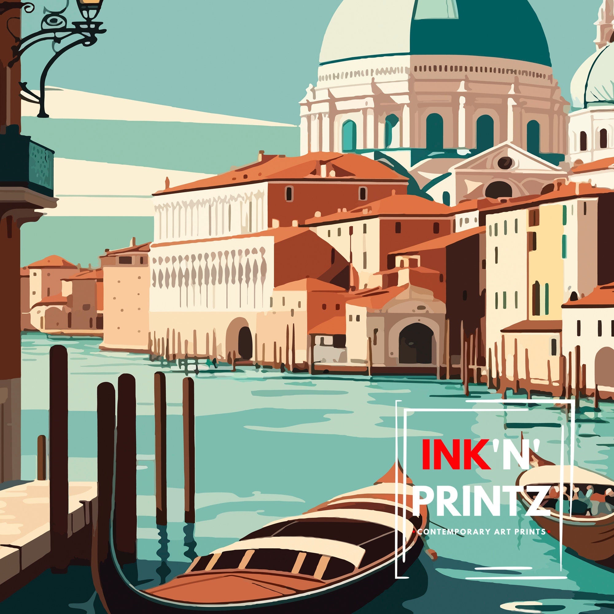 Venice Italy Travel Poster, Canal City Print