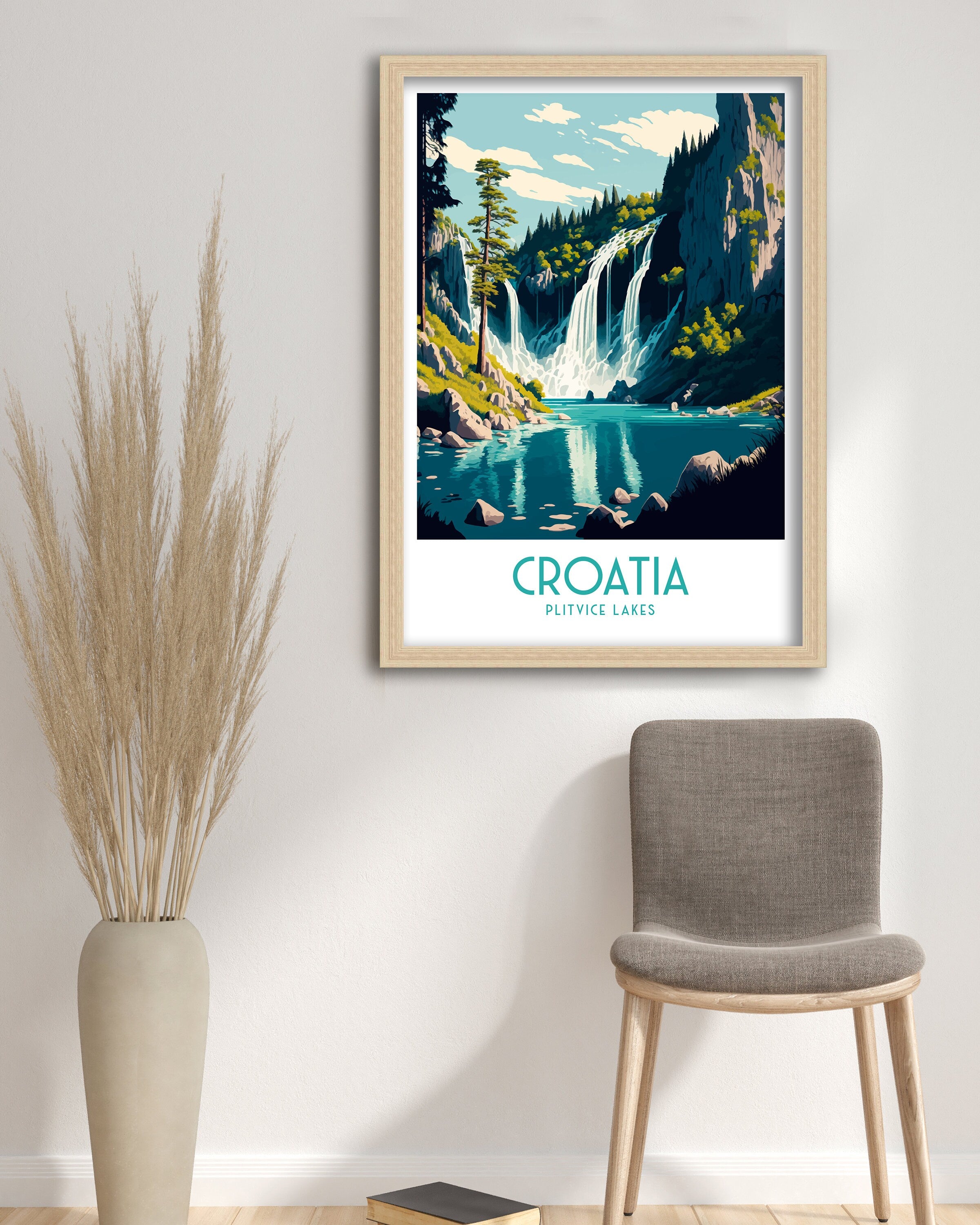 Croatia Travel Poster | Plitvice Lakes Art Print
