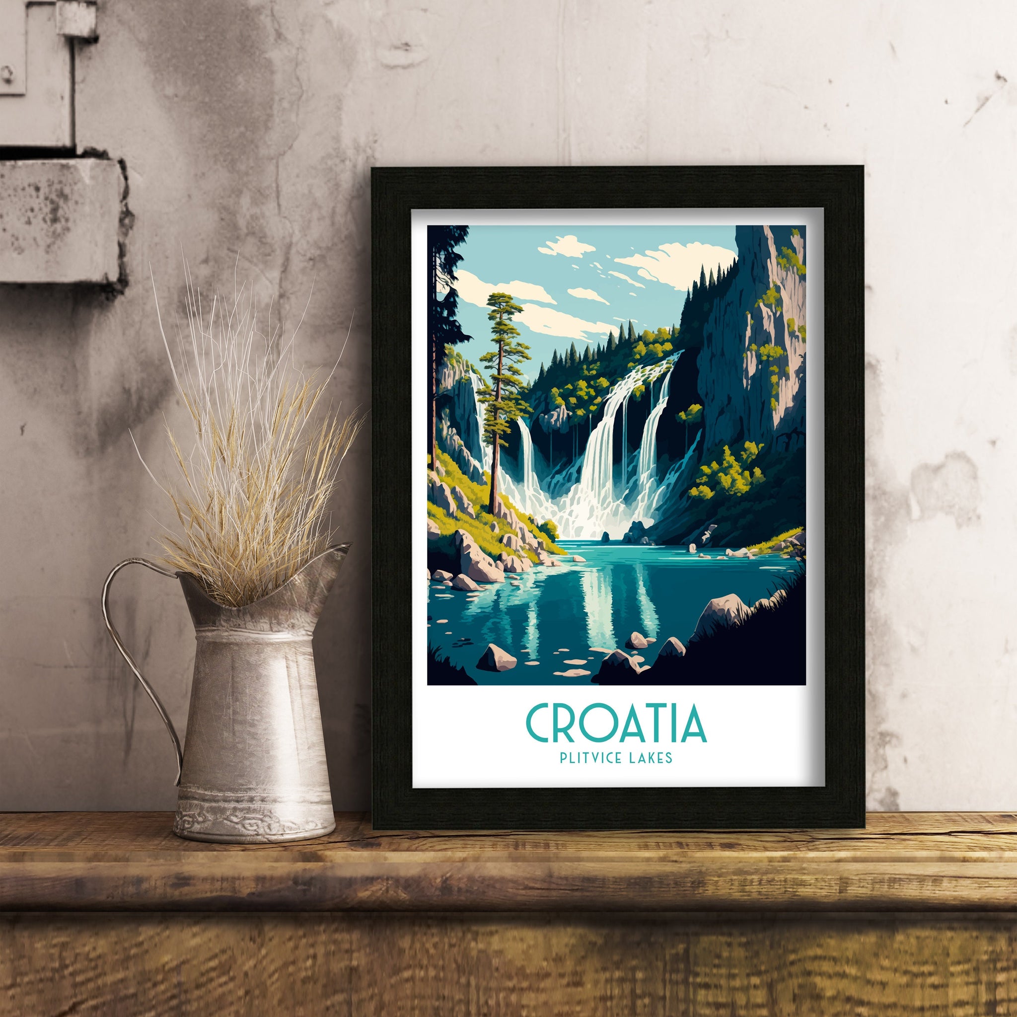 Croatia Travel Poster | Plitvice Lakes Art Print