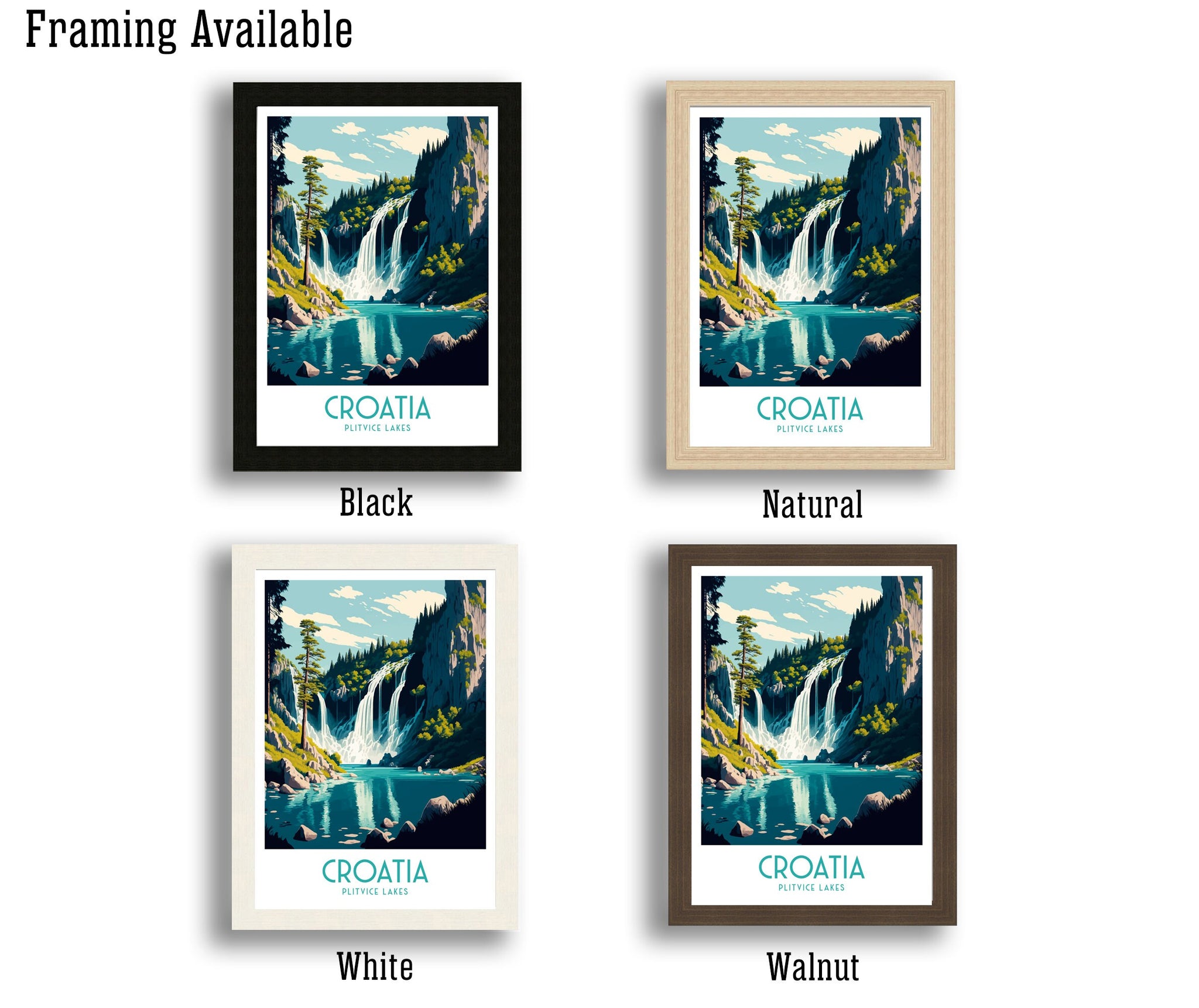 Croatia Travel Poster | Plitvice Lakes Art Print