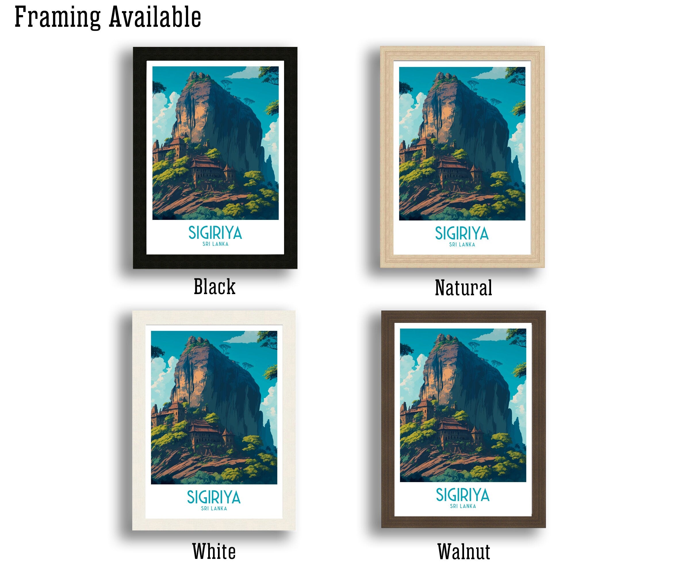 Sigiriya Sri Lanka Travel Poster | Lion Rock Art Print