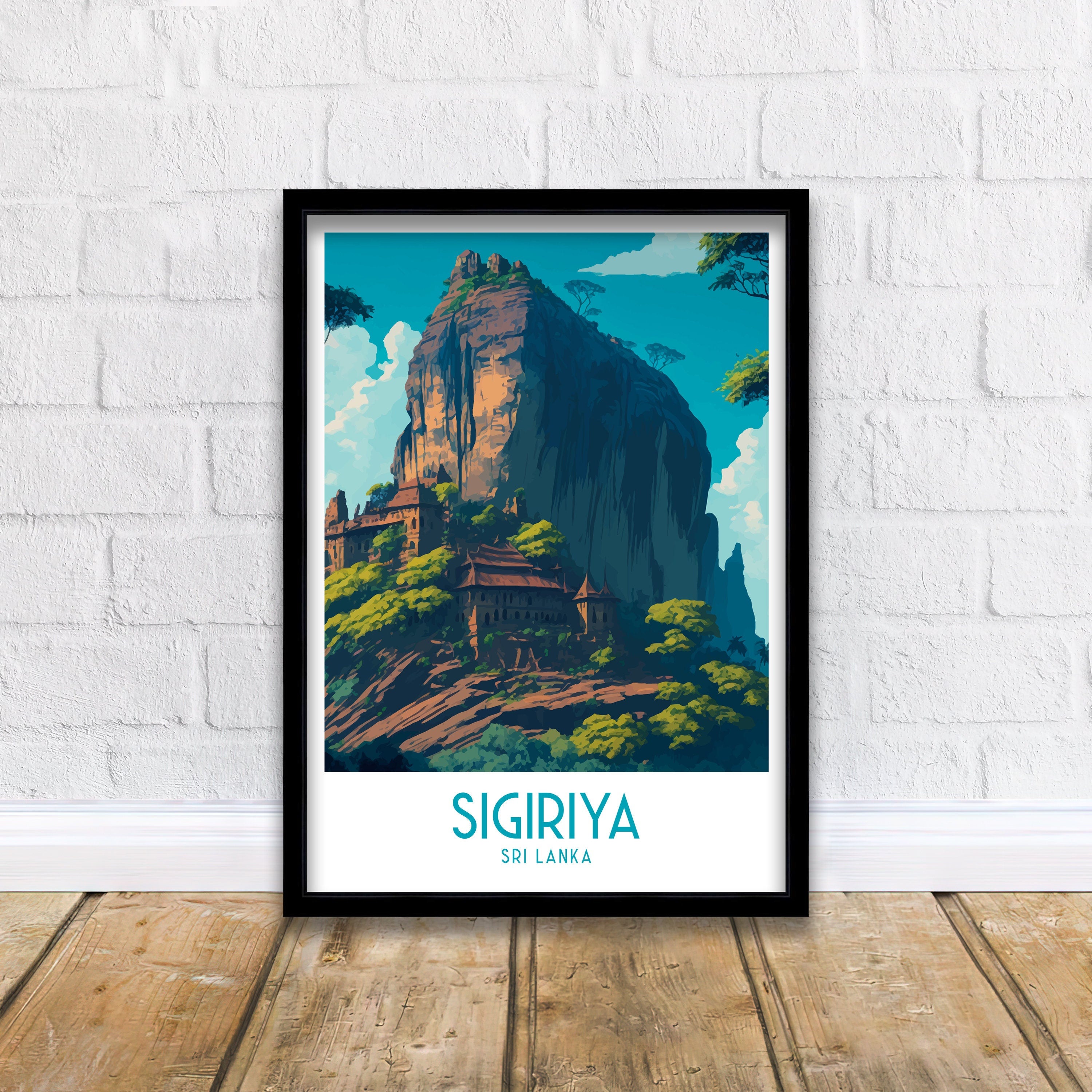 Sigiriya Sri Lanka Travel Poster | Lion Rock Art Print