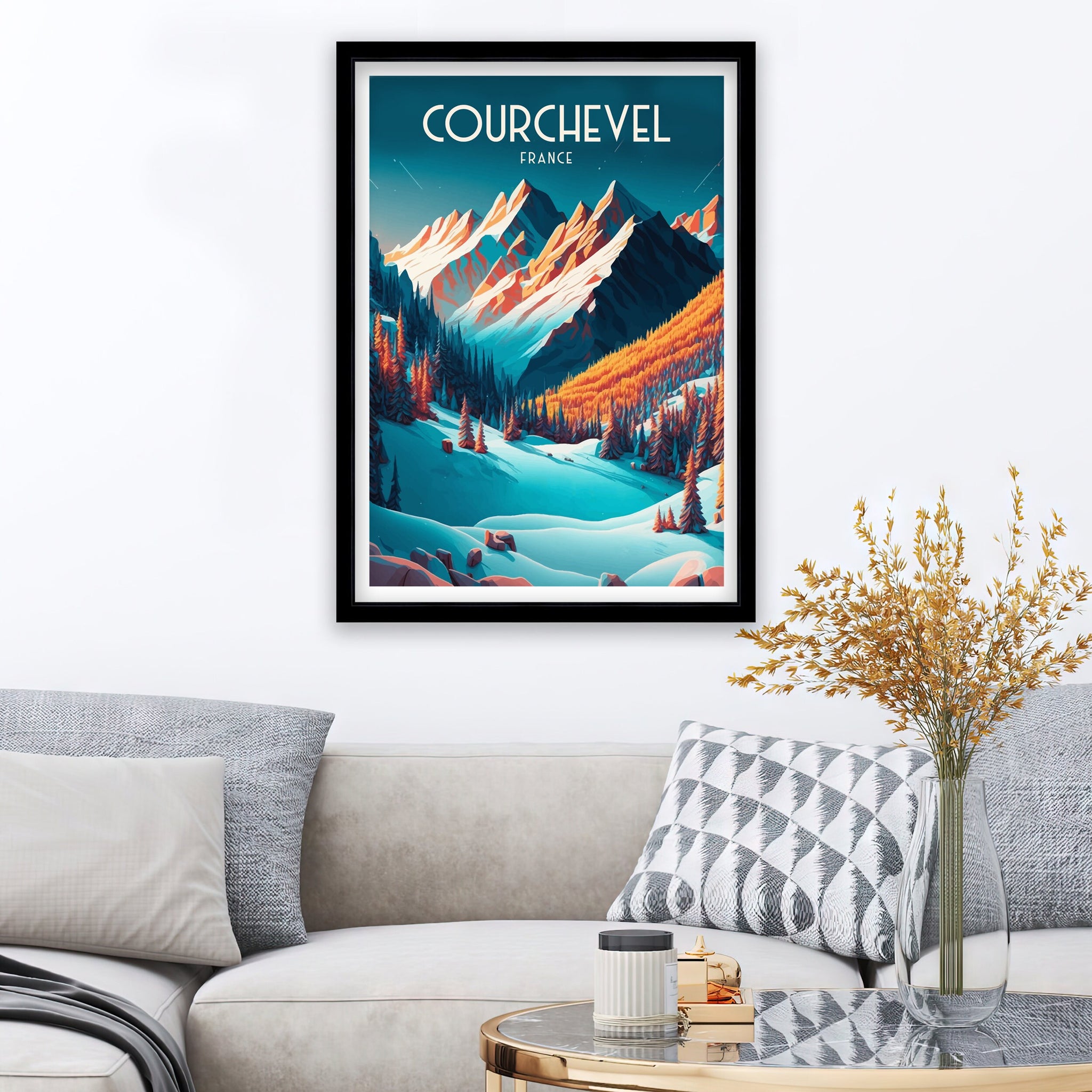 Courchevel France Ski Poster | French Alps Travel Print