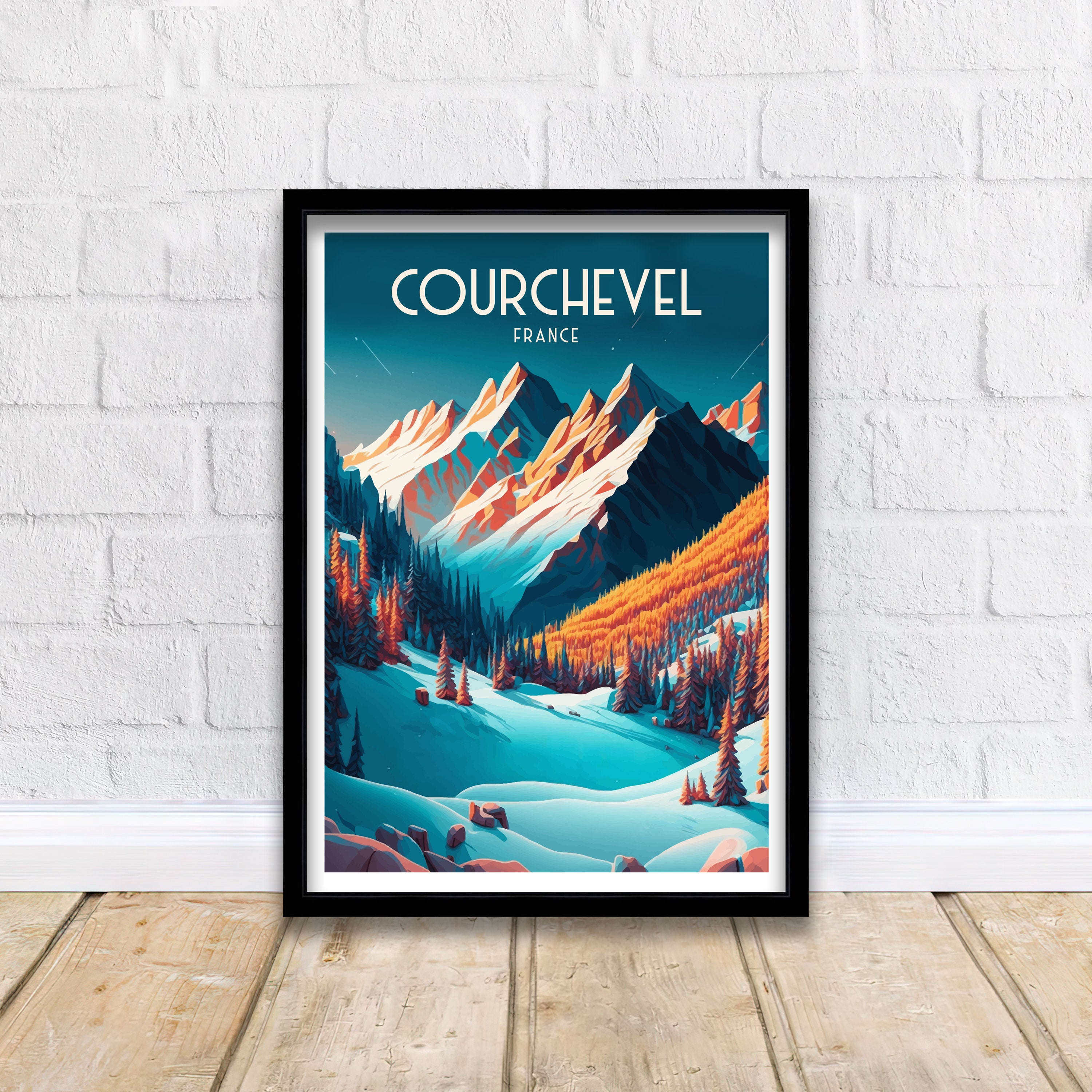 Courchevel France Ski Poster | French Alps Travel Print