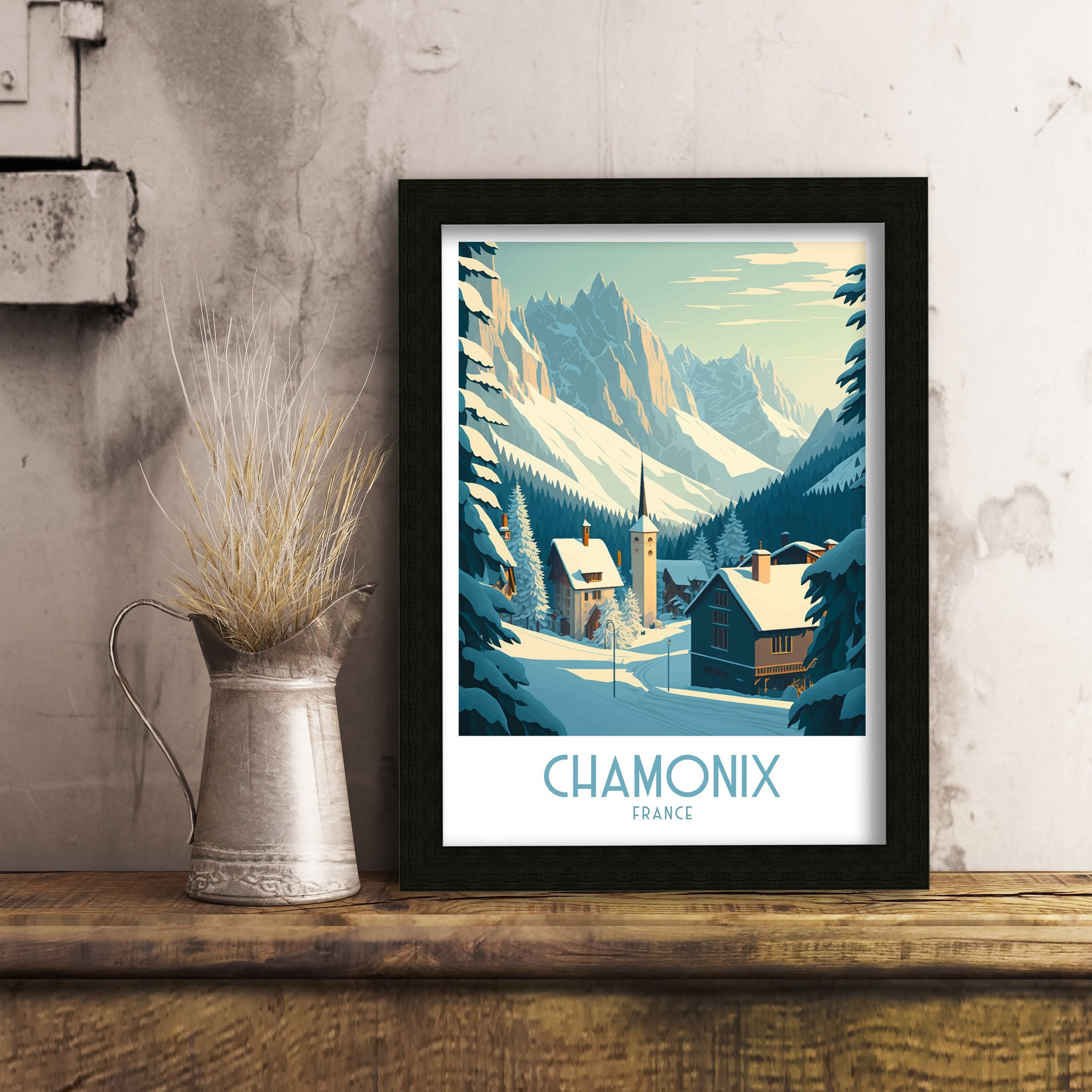 Chamonix Ski Resort Art Print | French Alps Travel Poster