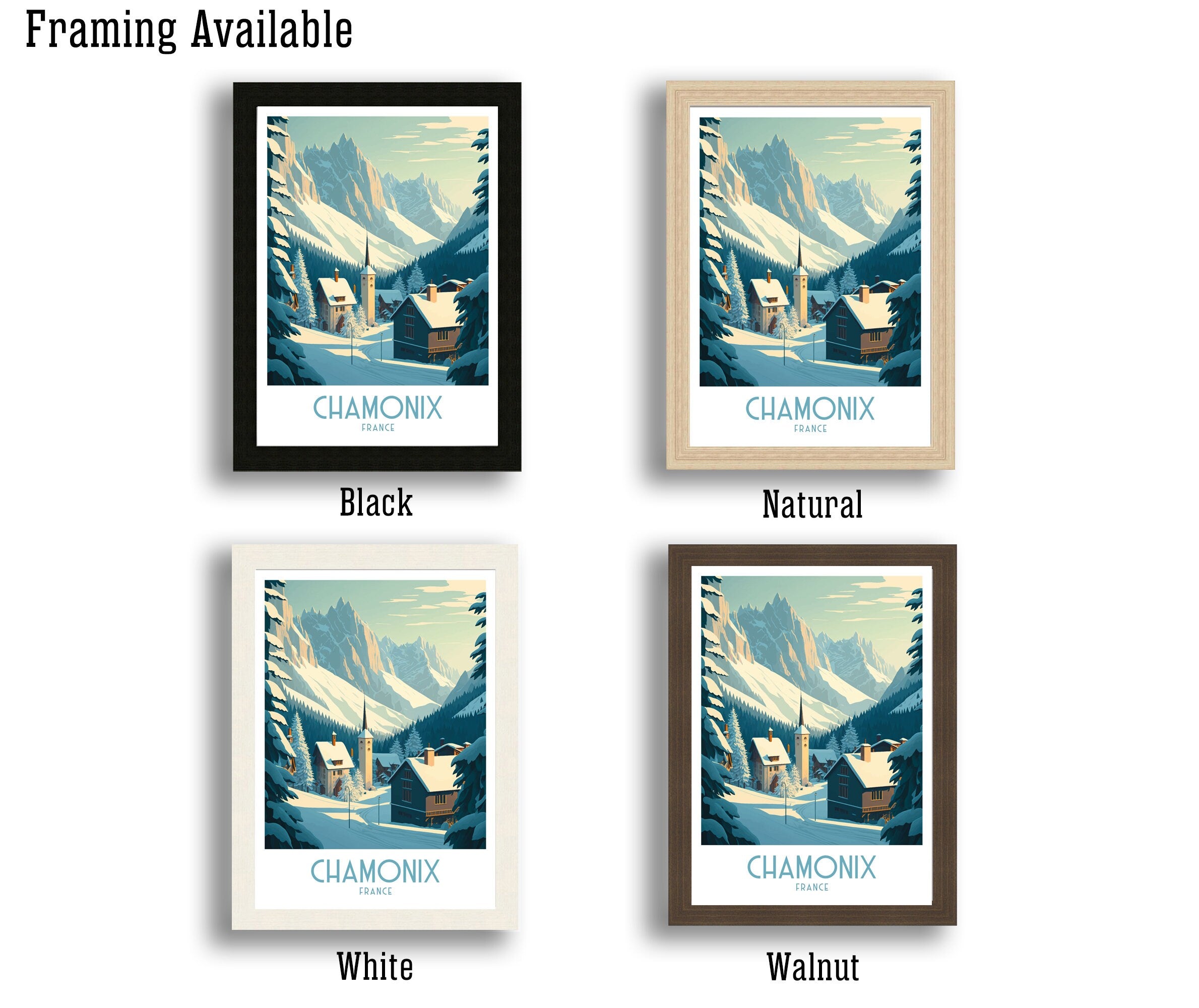 Chamonix Ski Resort Art Print | French Alps Travel Poster