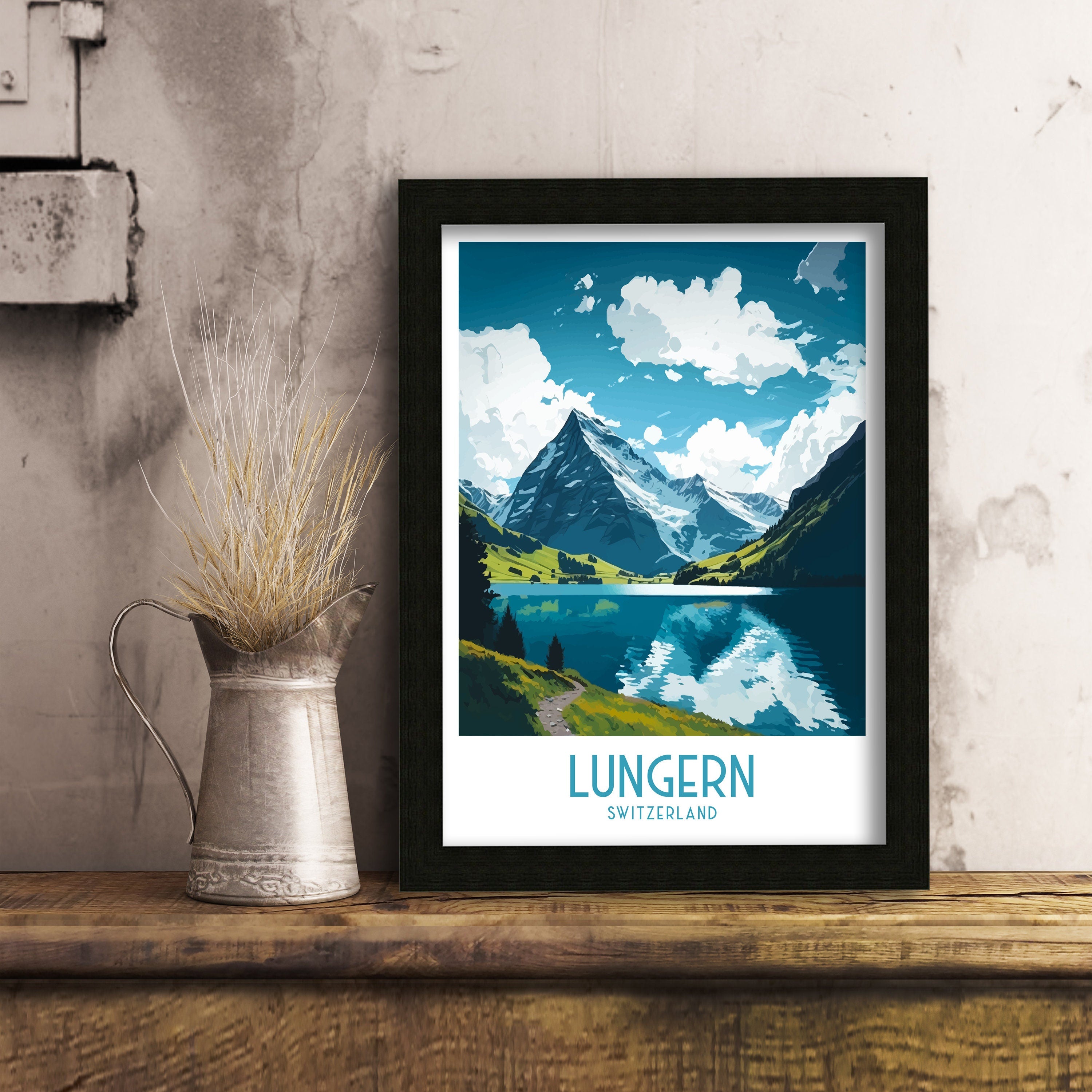 Lungern Switzerland Travel Print | Swiss Landscape Wall Decor