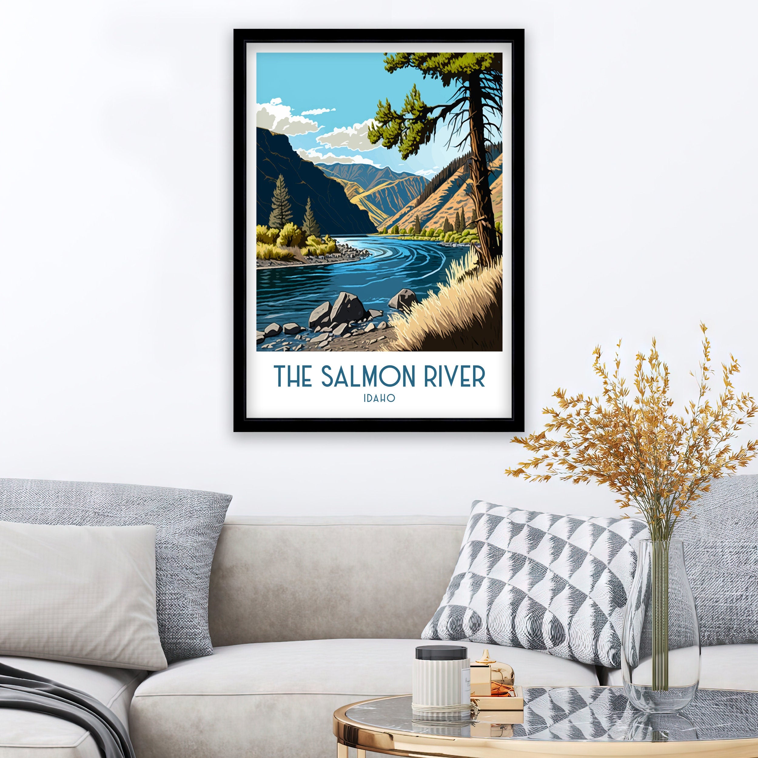 Idaho Travel Poster | Salmon River Landscape Art Print