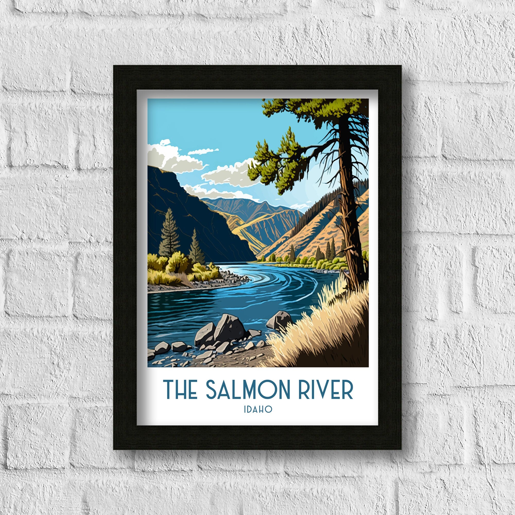 Idaho Travel Poster | Salmon River Landscape Art Print