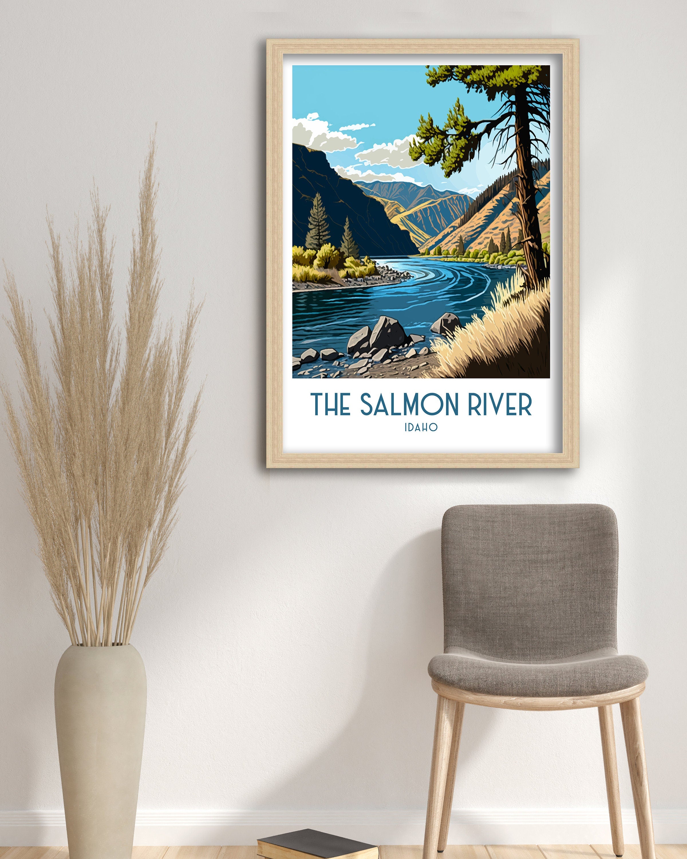 Idaho Travel Poster | Salmon River Landscape Art Print