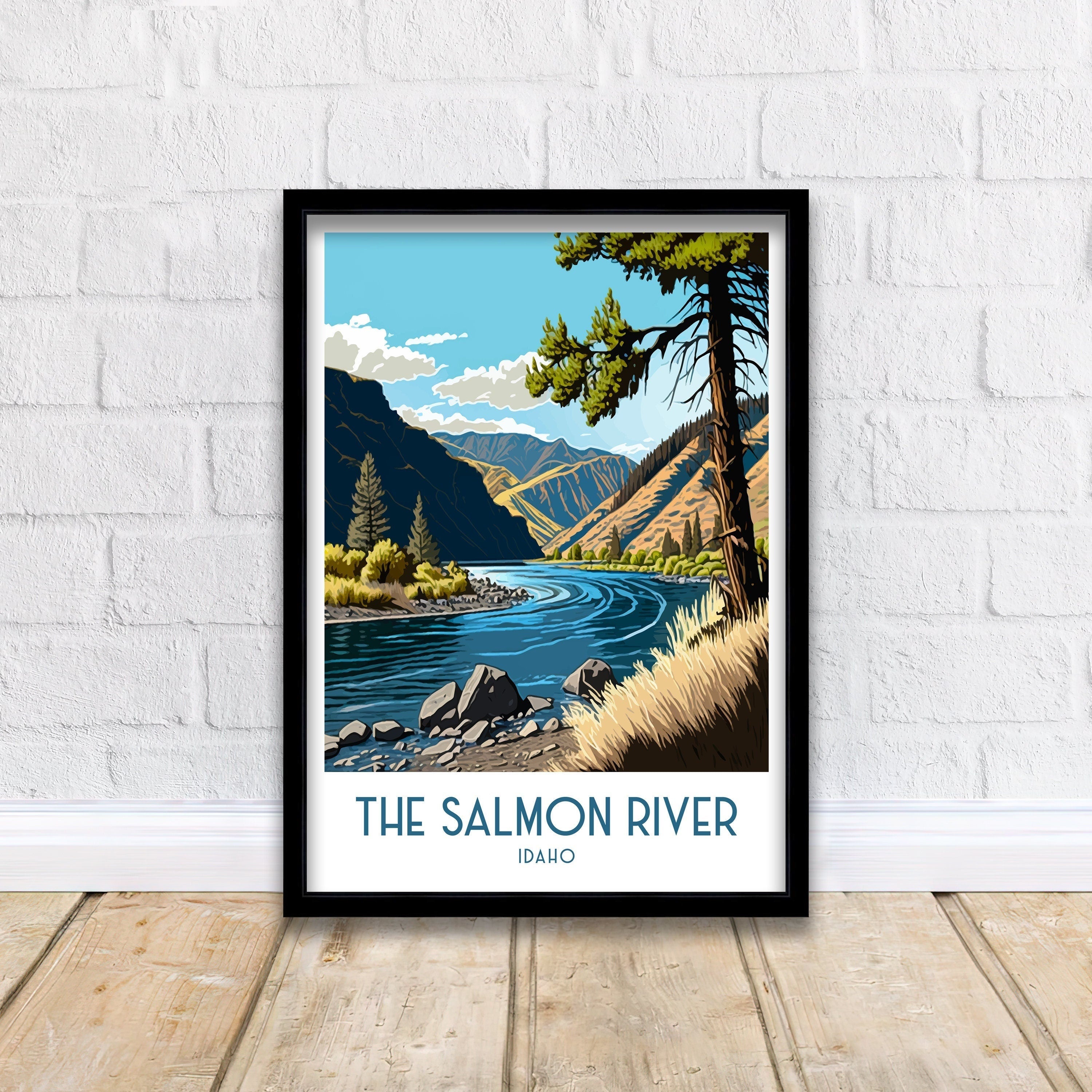 Idaho Travel Poster | Salmon River Landscape Art Print