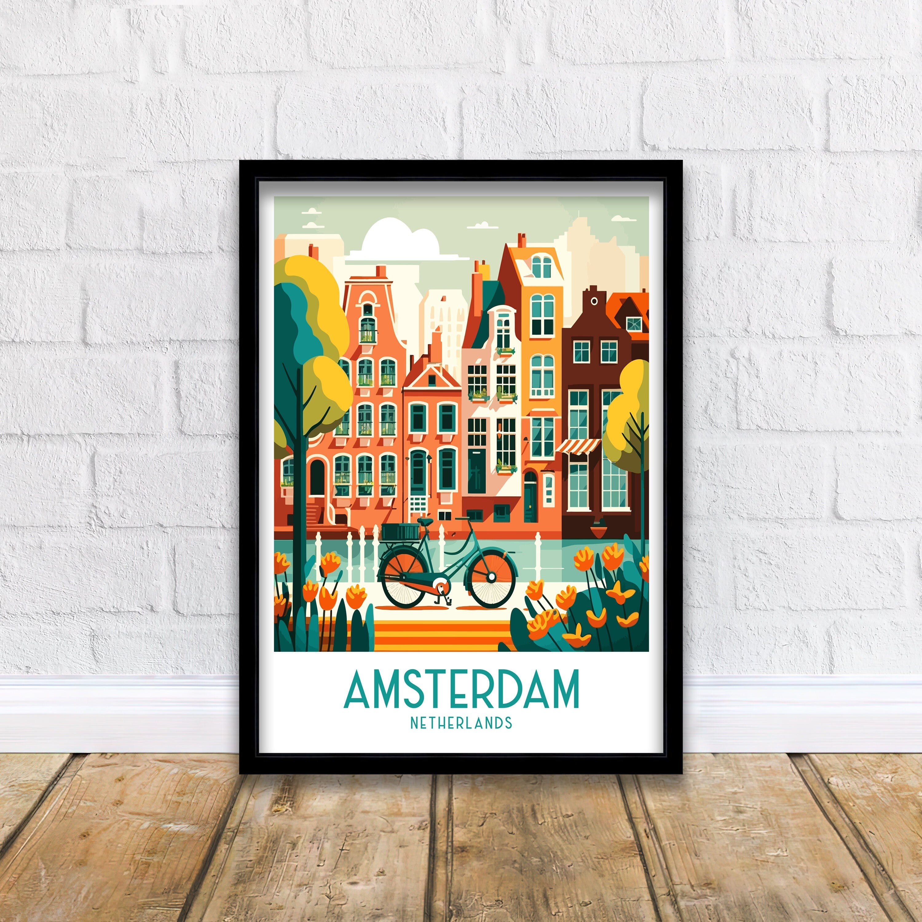 Amsterdam Skyline Art Print | Colorful Cityscape Poster