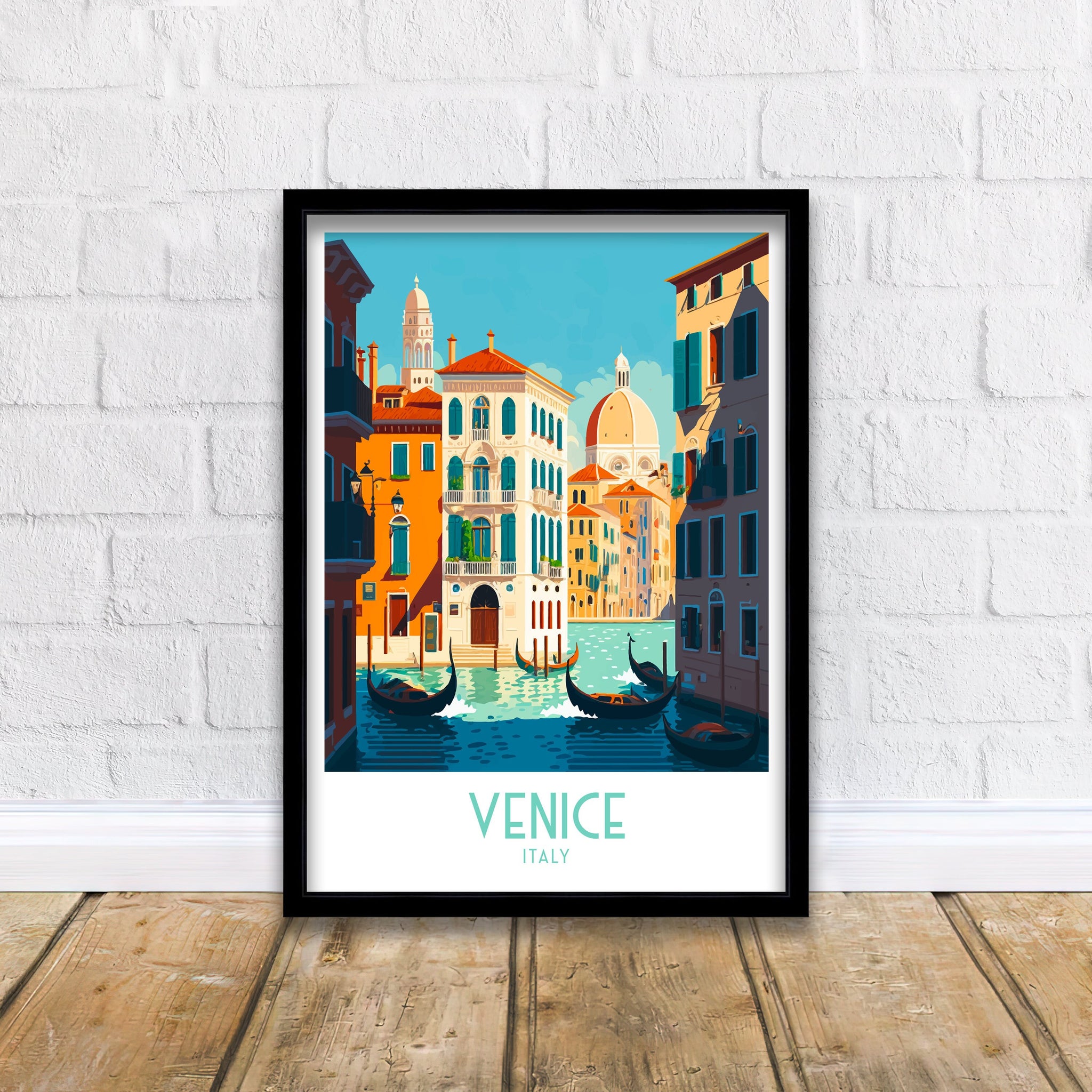 Venice Italy Travel Poster | Colorful Canal Art Print
