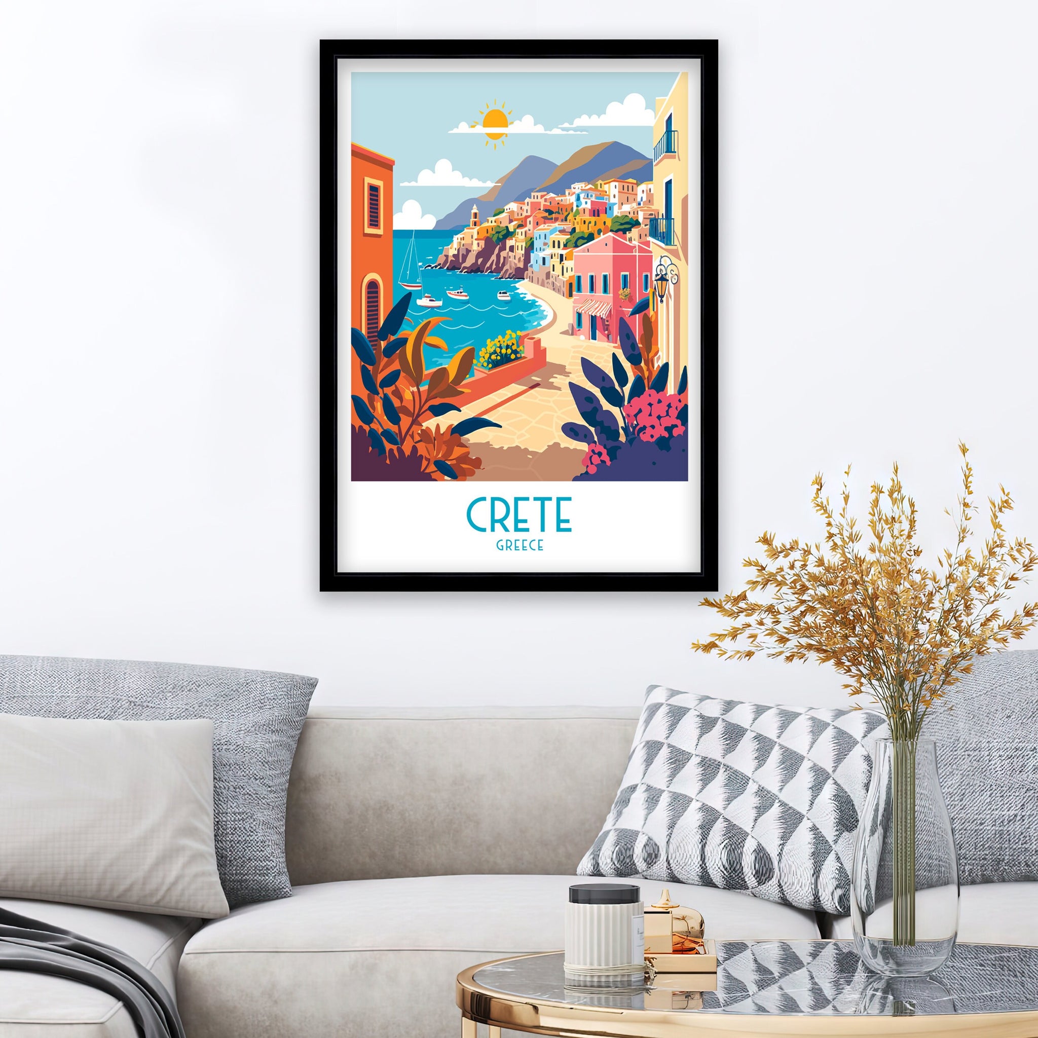 Crete Travel Poster | Greece Coastal Art Print