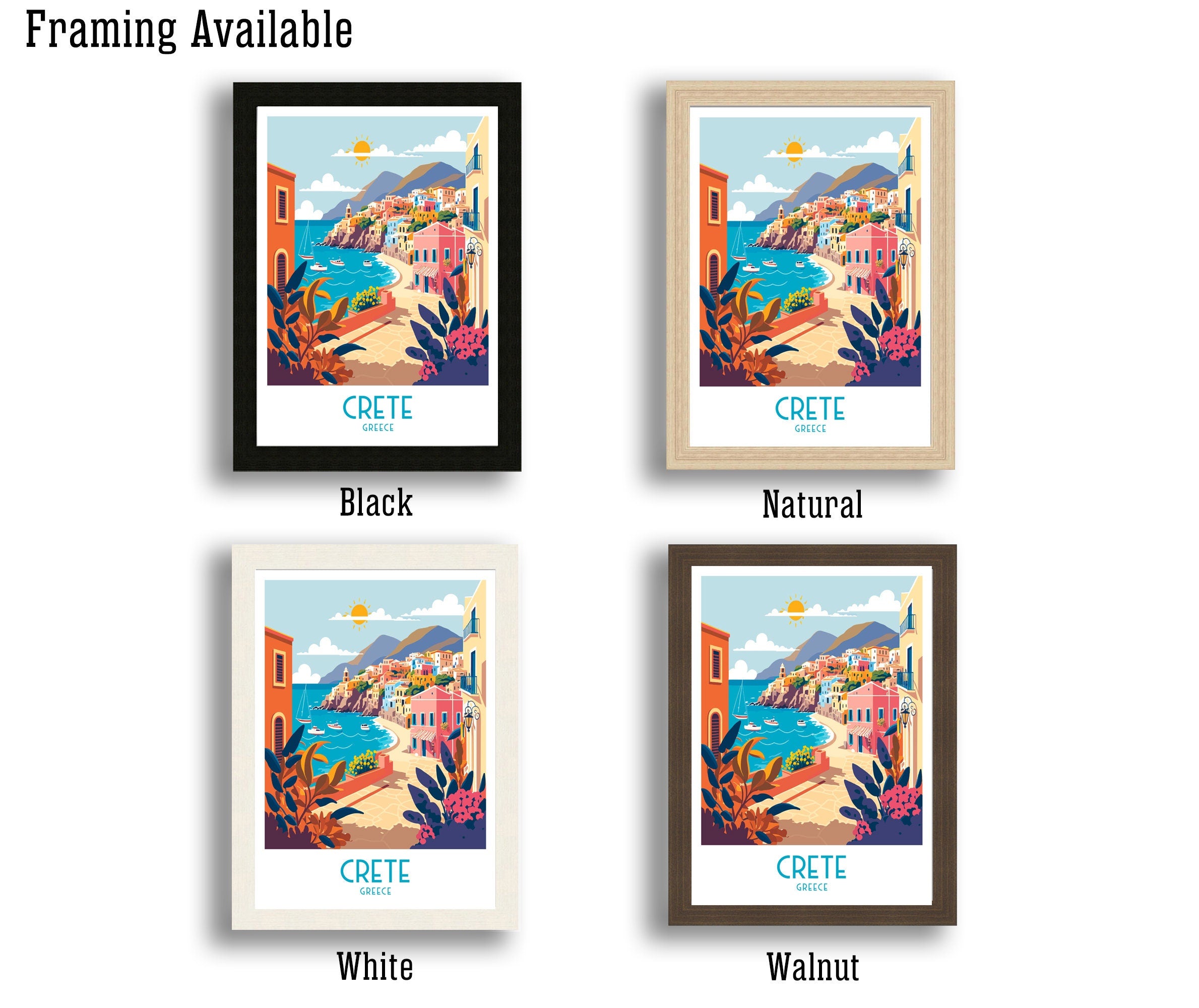Crete Travel Poster | Greece Coastal Art Print