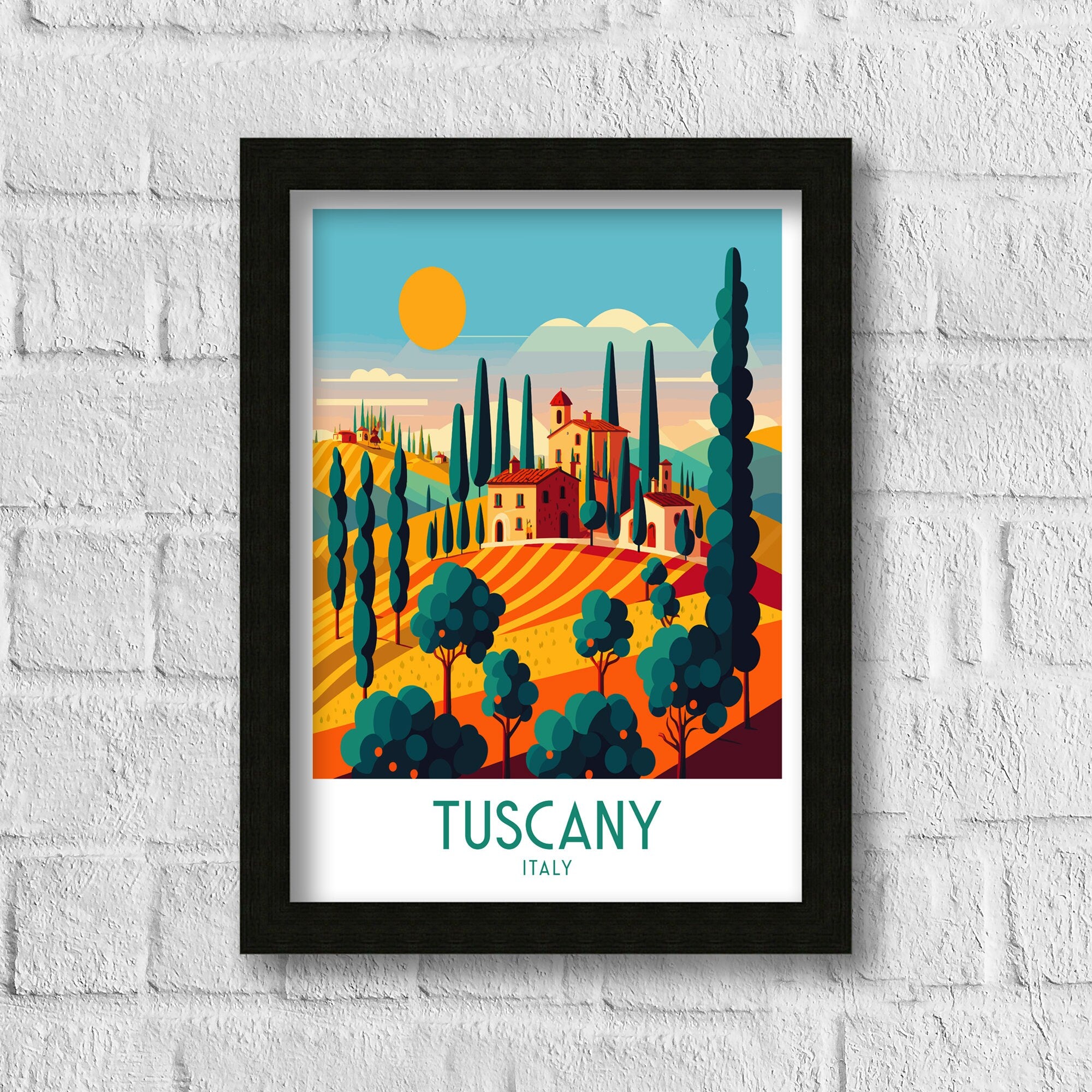 Tuscany Landscape Art Print | Italian Travel Poster
