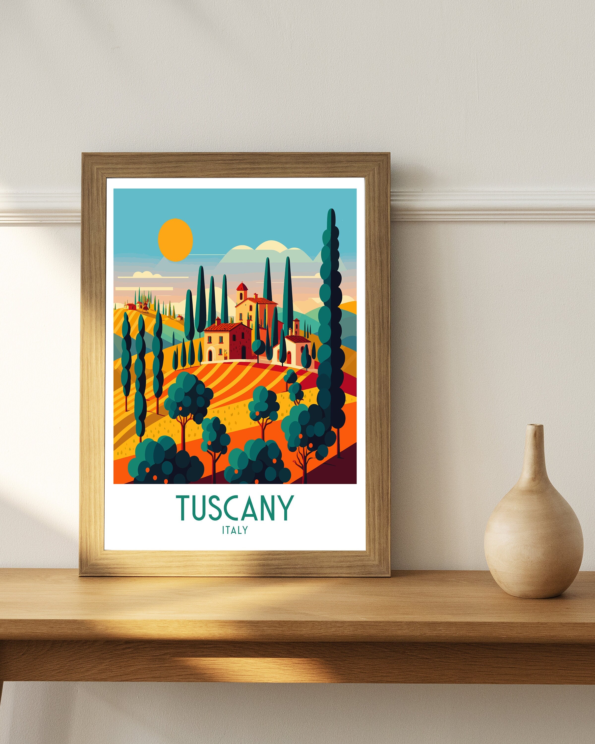 Tuscany Landscape Art Print | Italian Travel Poster