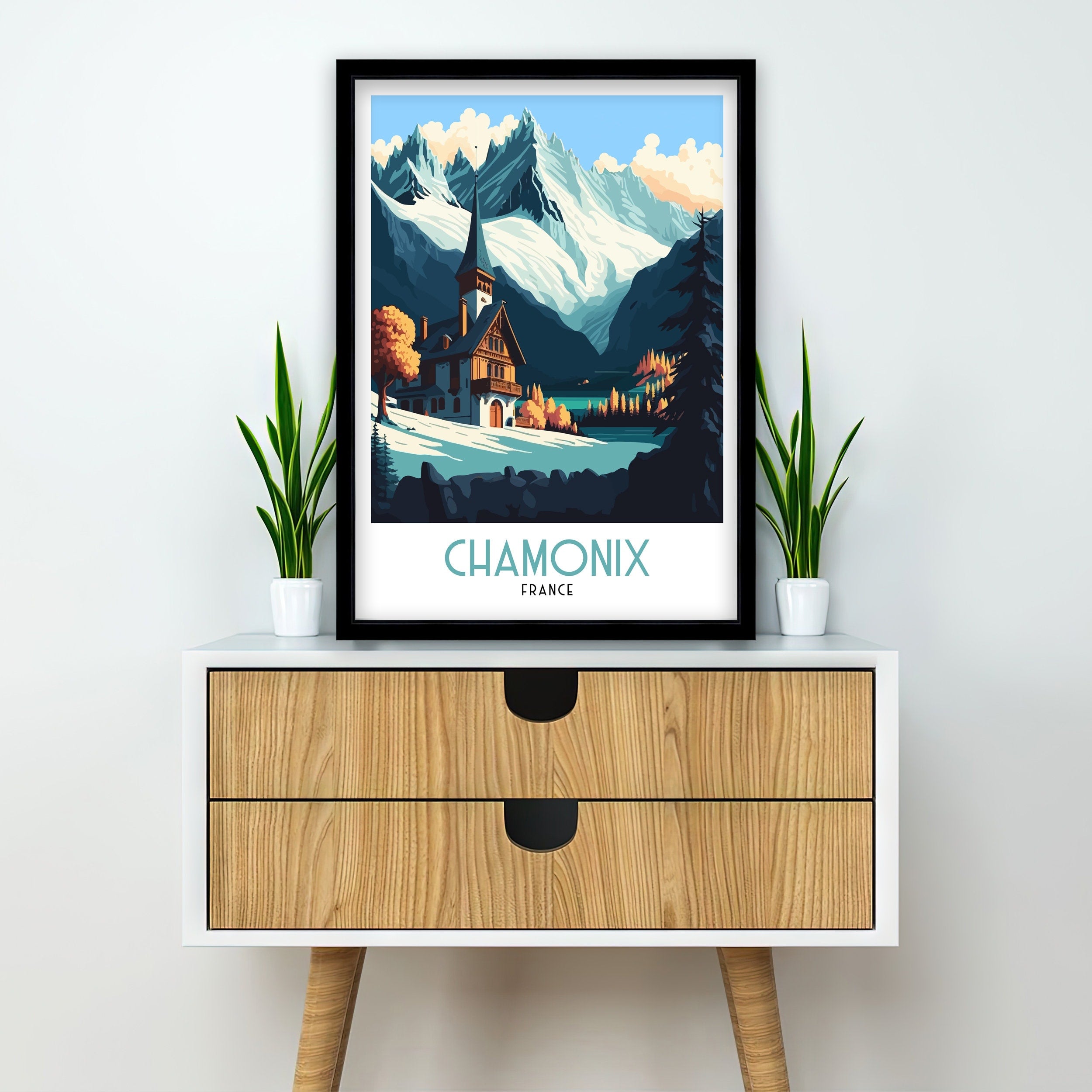 Chamonix Ski Resort Art Print | French Alps Travel Poster