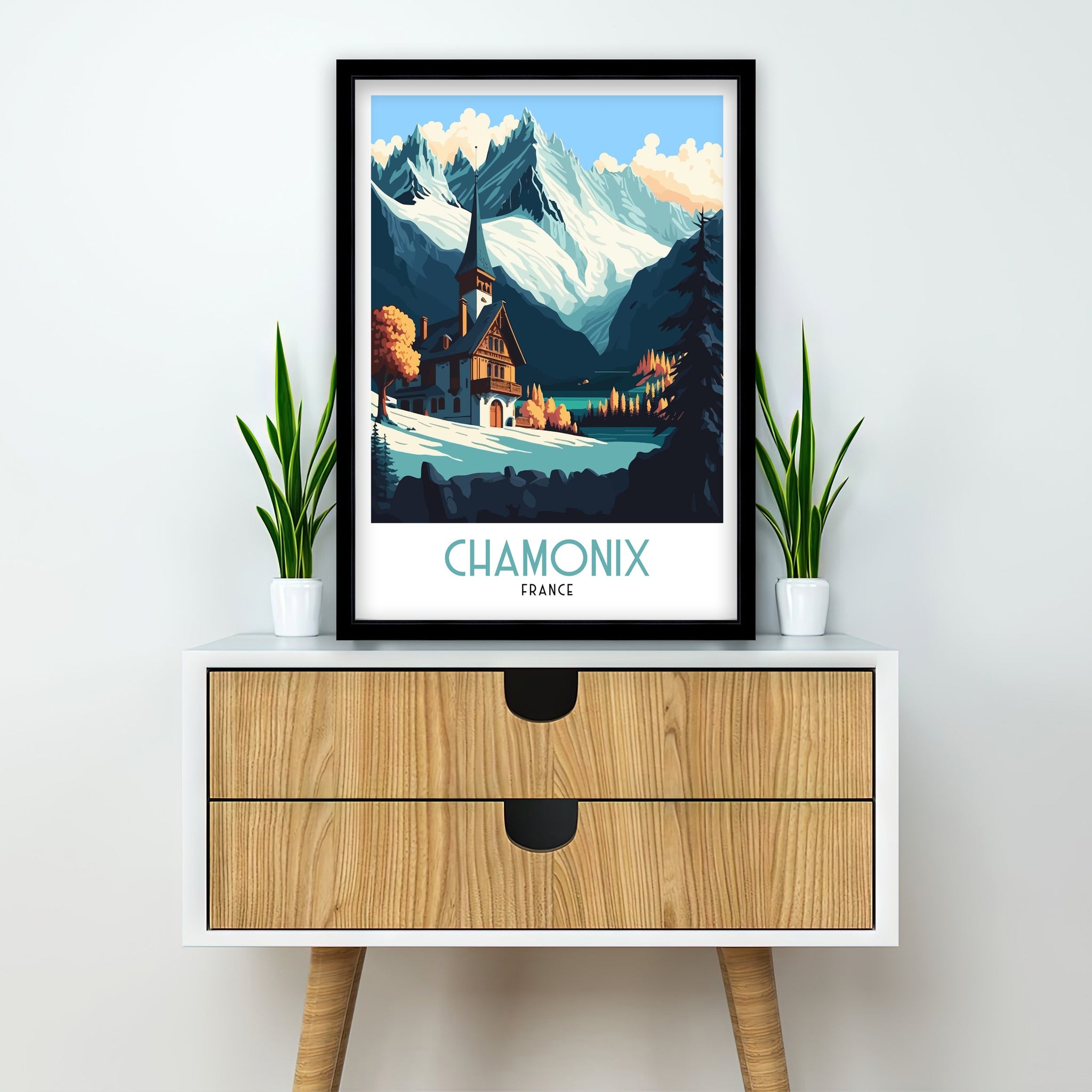 Chamonix Ski Resort Art Print | French Alps Travel Poster