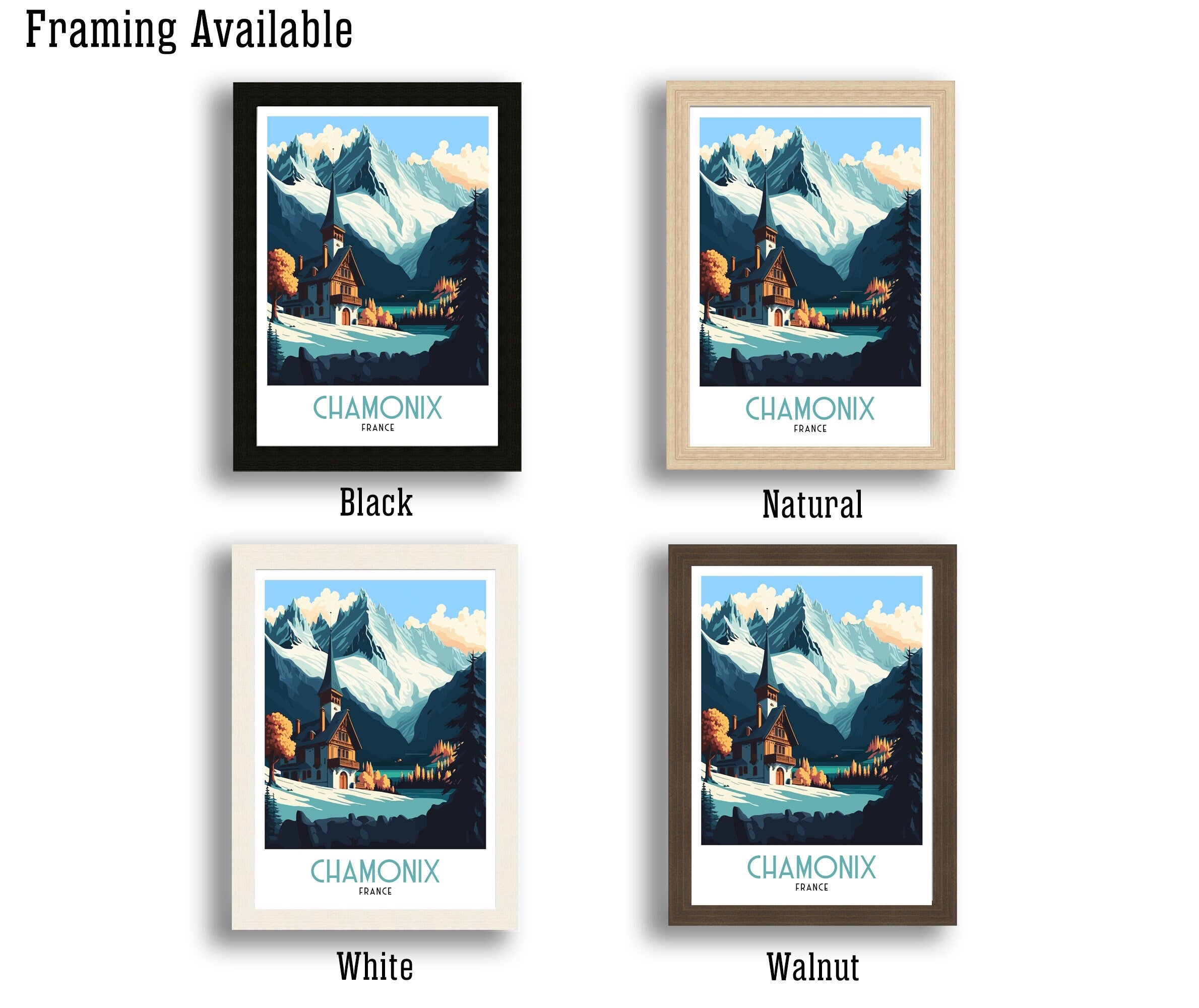 Chamonix Ski Resort Art Print | French Alps Travel Poster